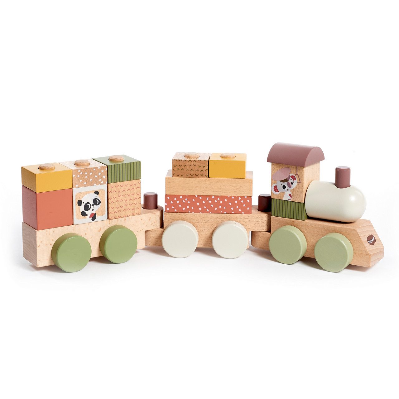 Tiny Love Neugeborenen-Geschenkset Tiny Love hölzerner Stapelzug, Holzzug Baby, Zug Spielzeug Holz mit 3 STAPELZUG: 14 Spielklötze und 3 miteinander verbundene Waggons sind z…