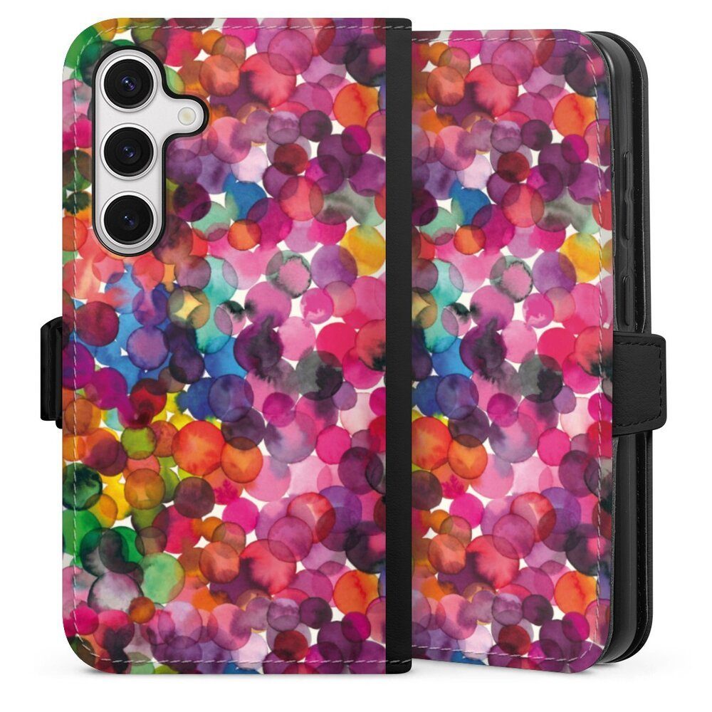 DeinDesign Handyhülle bunt Punkte Wasserfarbe Overlapped Watercolor Dots, Samsung Galaxy S24 Hülle Handy Flip Case Wallet Cover