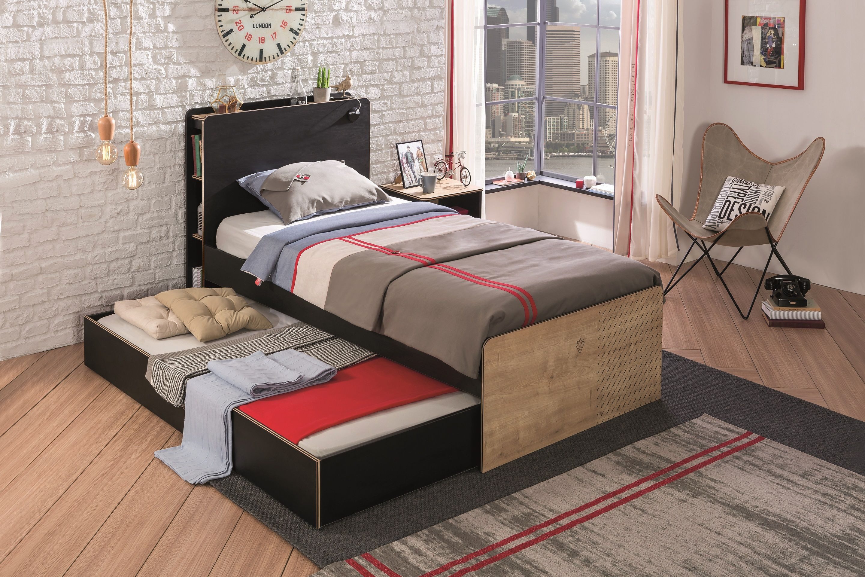 Möbel-Zeit Ausziehbett BLACK Bettkasten – 90x190 cm – Erweiterung für Betten der Serie BLACK