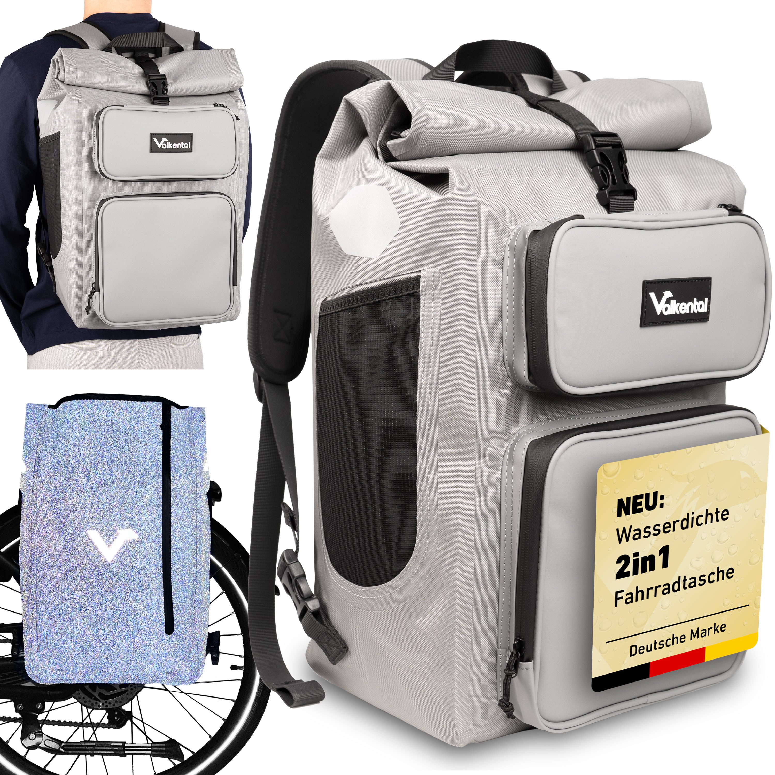 Gepäckträgertasche Gepäckträgertasche 2in1 Fahrradtasche mit Rucksackfunktion UrbanX