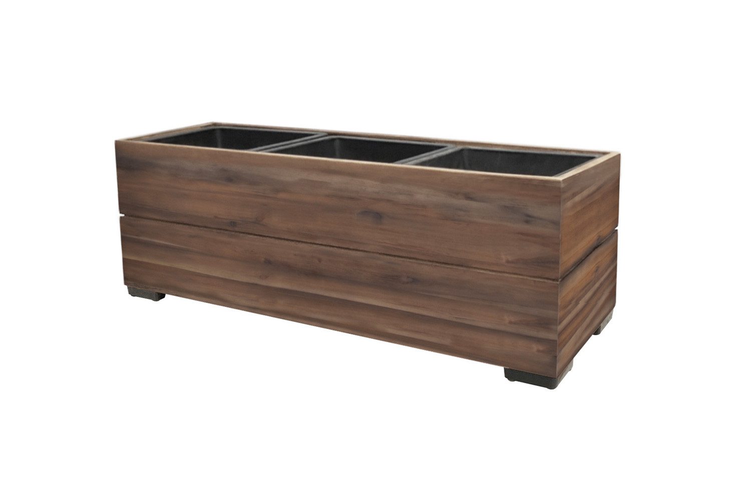 dasmöbelwerk Pflanzkübel Pflanzgefäß Pflanzkasten Blumenkasten Akazienholz 28x79 cm mit Einsatz