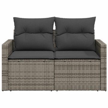 vidaXL Loungesofa Gartensofa 2-Sitzer mit Kissen Grau Poly Rattan