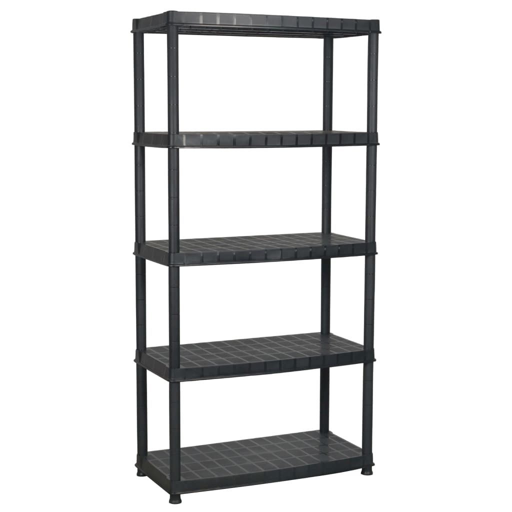 vidaXL Schwerlastregal Lagerregal 5-Tier Schwarz 91,5x45,7x185 cm Kunststoff, 1-tlg.