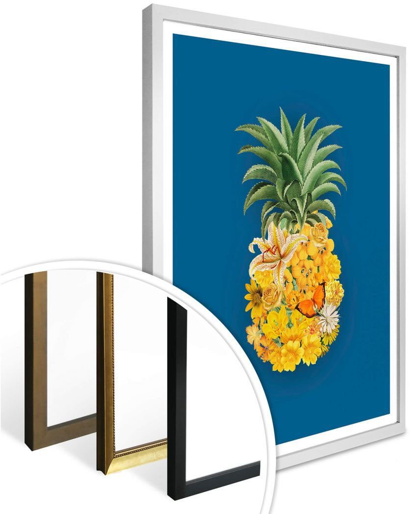 Wall-Art Poster Blumen (1 St) Blume Blau, Ananas