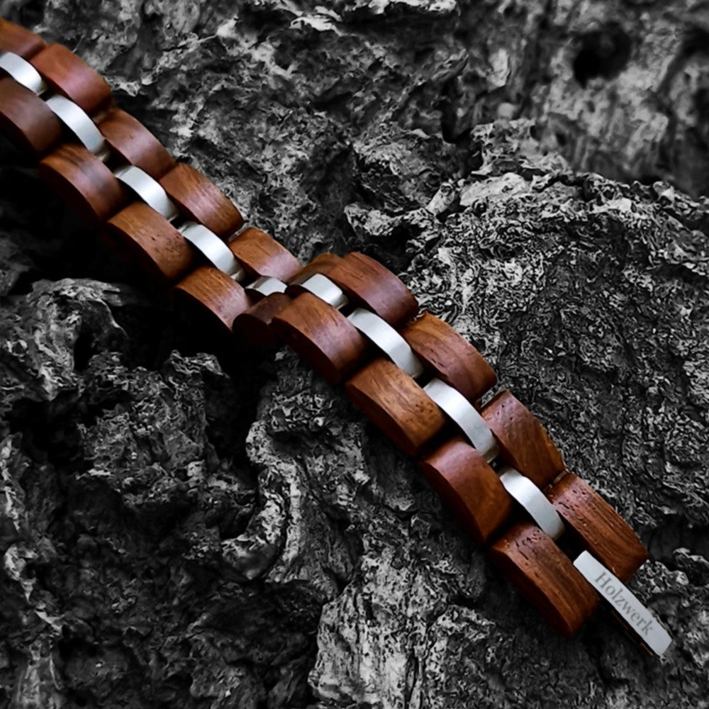 Holzwerk Gliederarmband Designer Holz Armband, Mode Armkette, Holz Unikate inkl. Armbandkürzer, ideal als Geschenk
