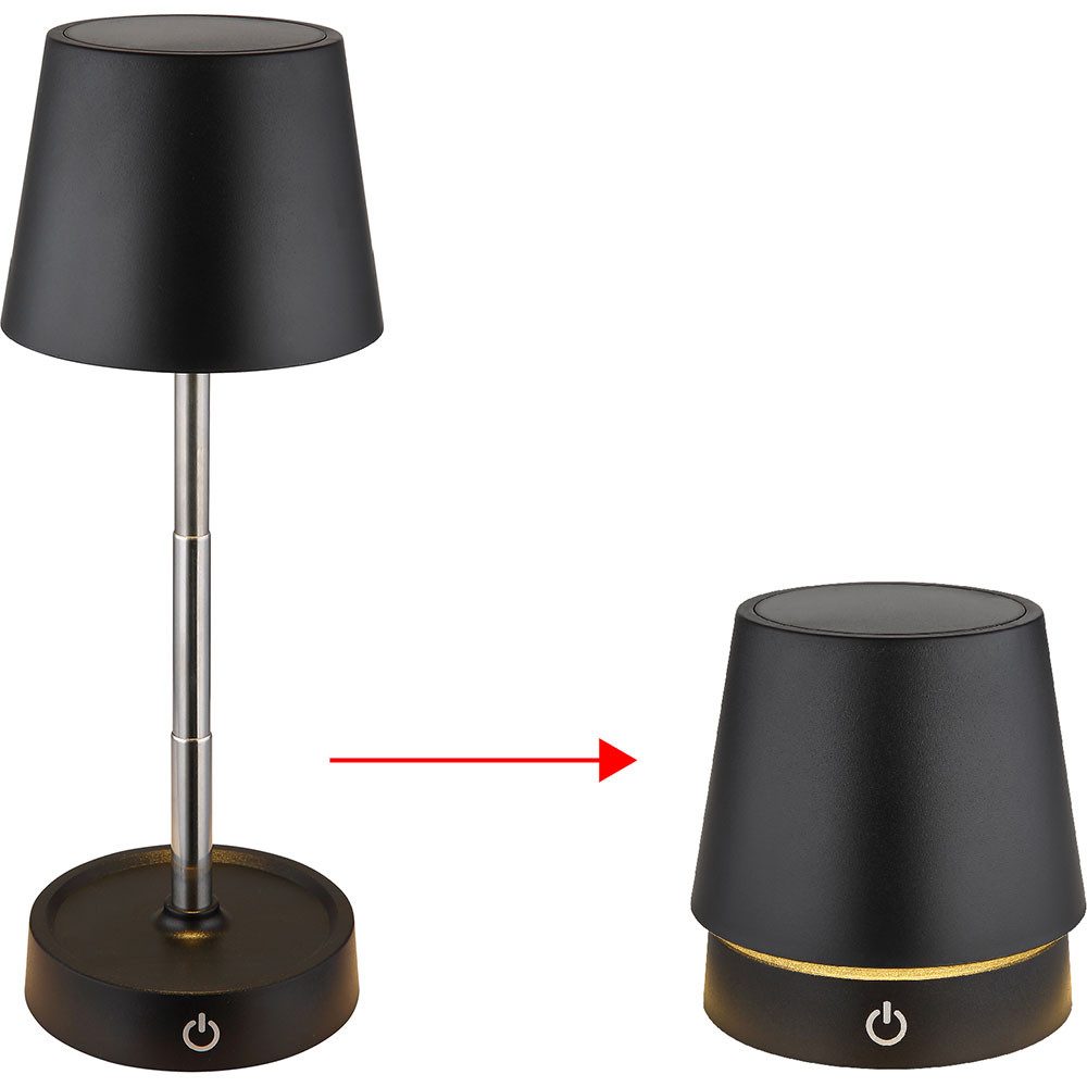GLOBO LIGHTING LED Tischleuchte, LED-Leuchtmittel fest verbaut, Warmweiß, Tischleuchte Tischlampe Touchdimmer Akku höhenverstellbar LED H 28 cm