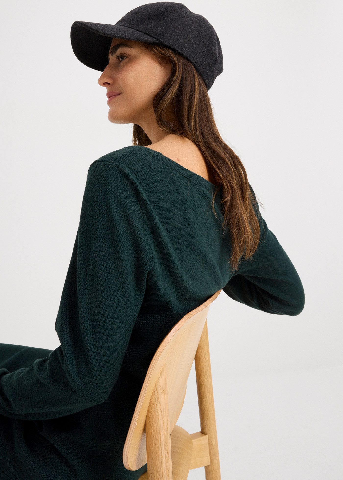 bonprix Strickkleid für den Alltag, aus Baumwolle und Polyamid, lockere Passform