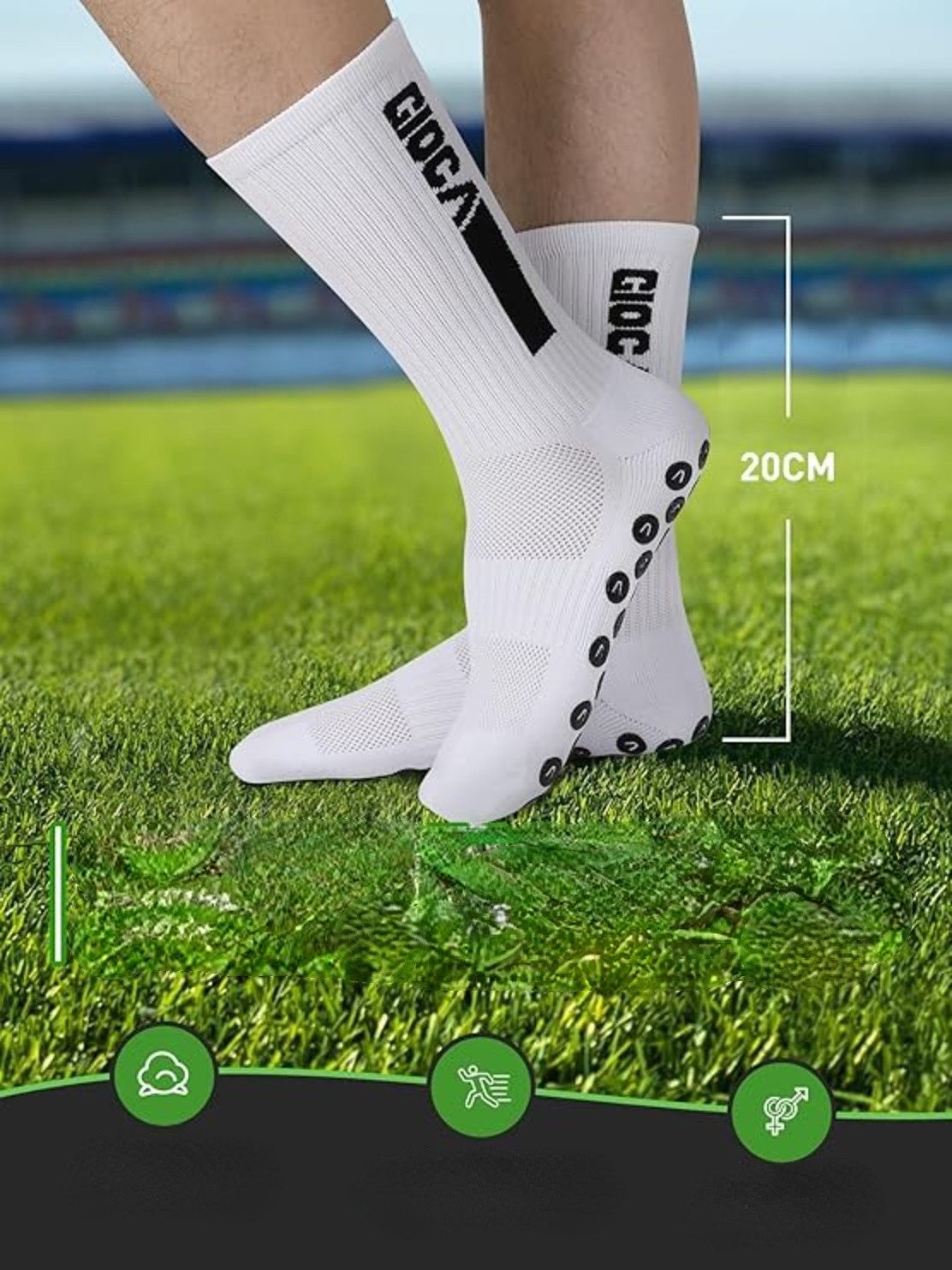 Blusmart Fußball Stutzenstrümpfe Unisex 5er-Pack Fußballsocken (Anti-Rutsch-Design, Allgemeines Verhältnis 38-46 Yards) Geeignet für diverse Outdoorsportarten wie Fußball und Laufen