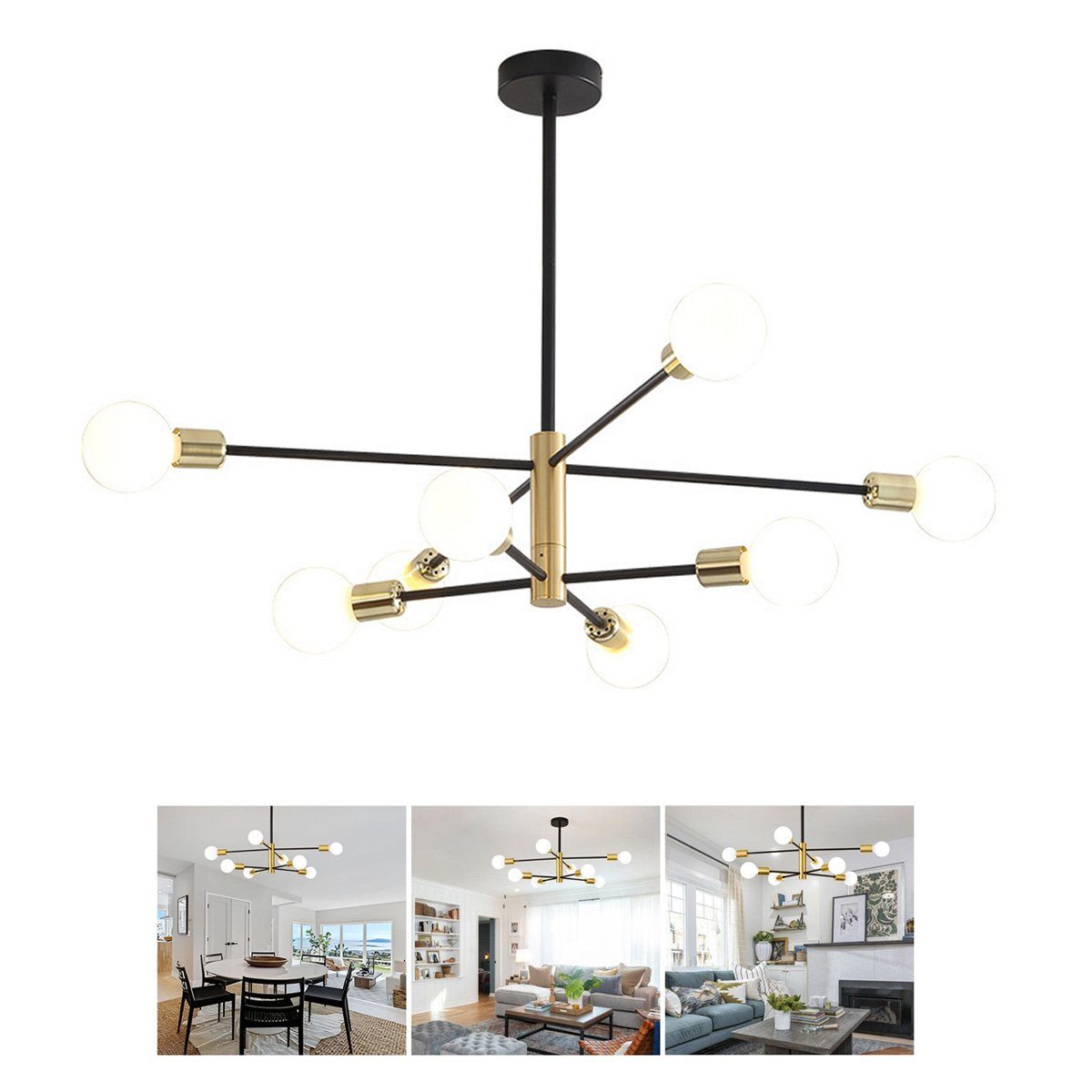 Welikera Deckenleuchten Moderner LED Zweig-Kronleuchter, 8 Lichter geeignet für Wohnzimmer | Deckenlampen