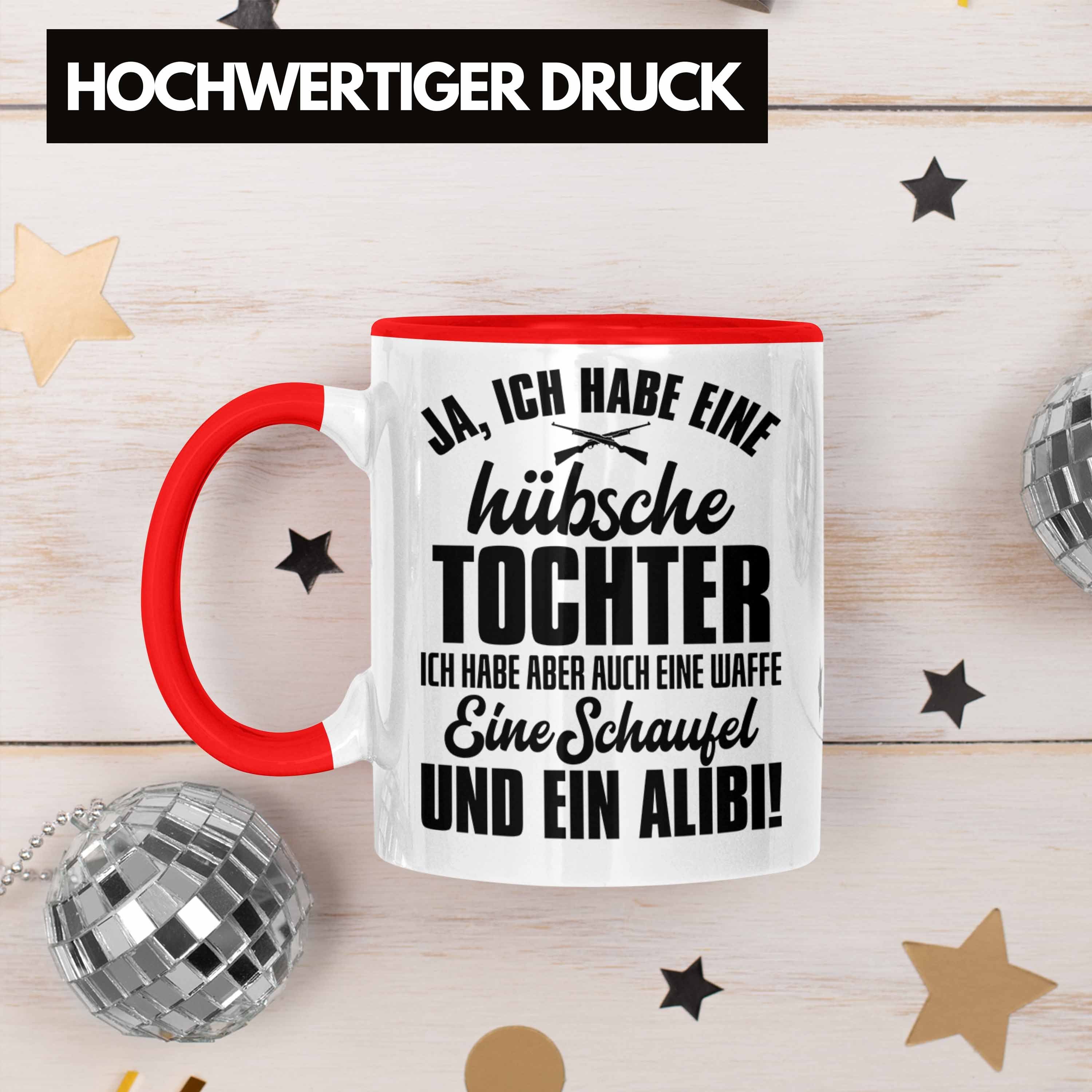 Tasse Tochter Kaffeetasse von Vater für Trendation Papa Tasse Geschenk - Geschenkidee Trendation Tochter Rot Hübsche