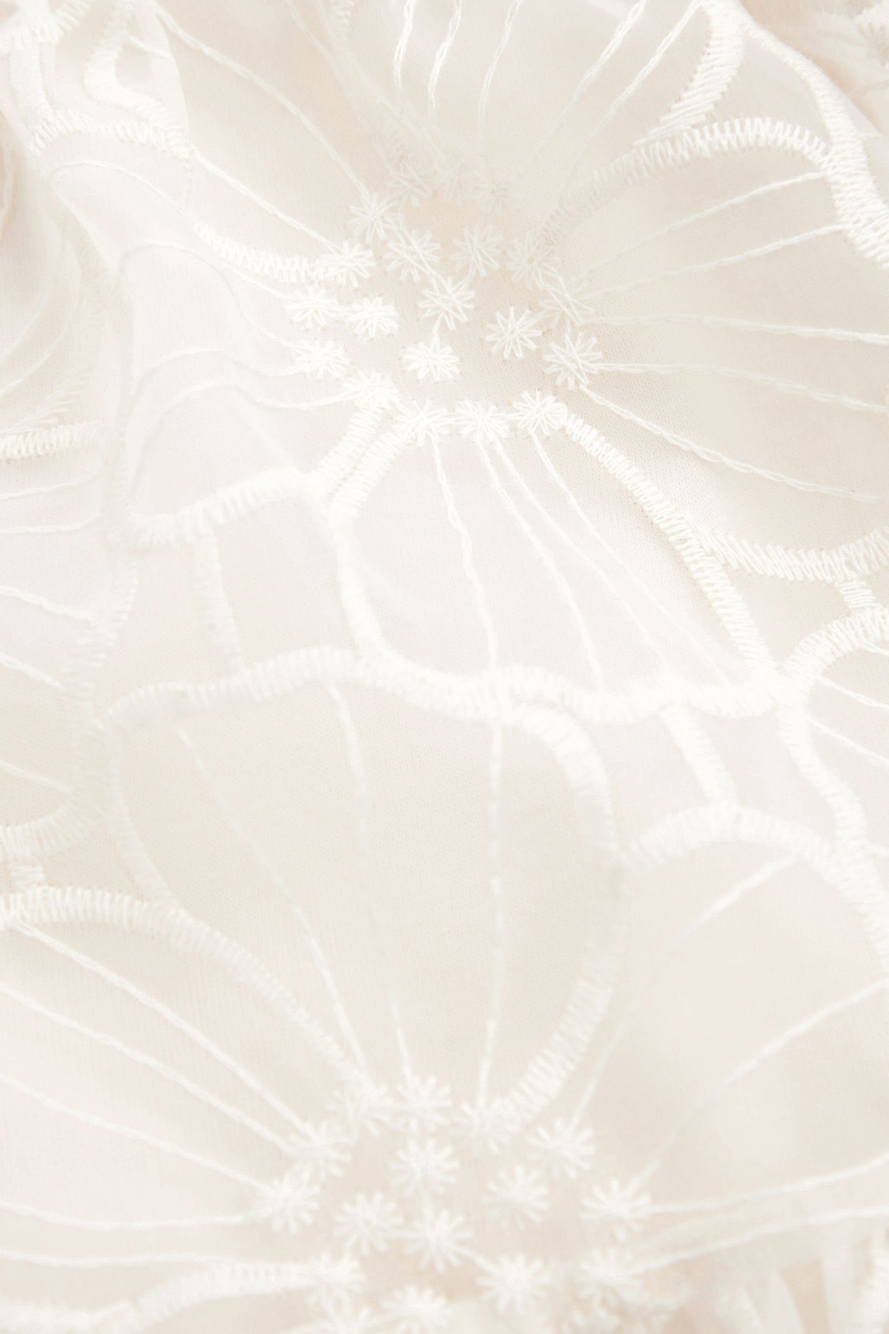 Blumenmuster mit im Partykleid Organzakleid (1-tlg) Ecru Lagenlook White Next