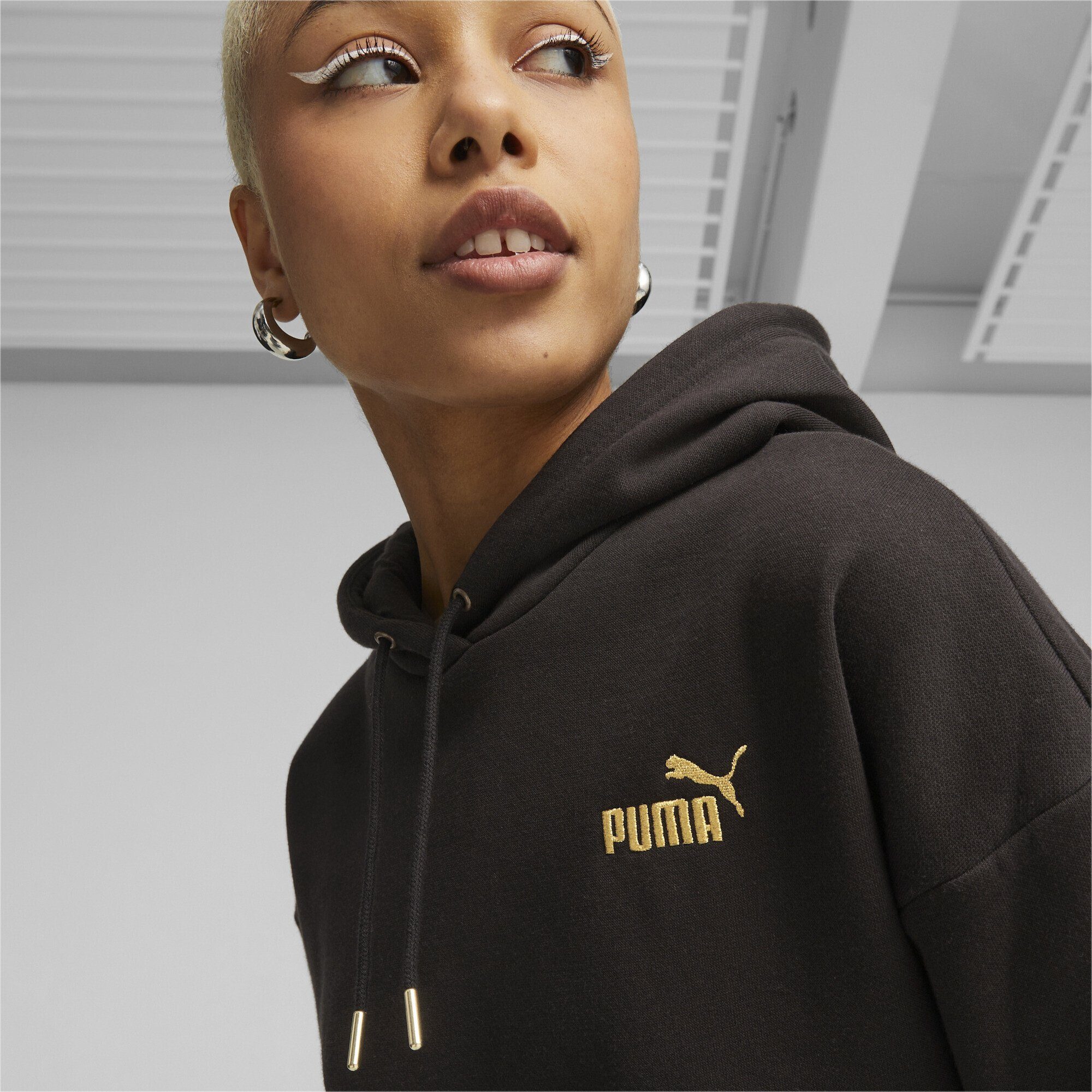 PUMA Sweatshirt ESS+ MINIMAL GOLD Black Damen Hoodie