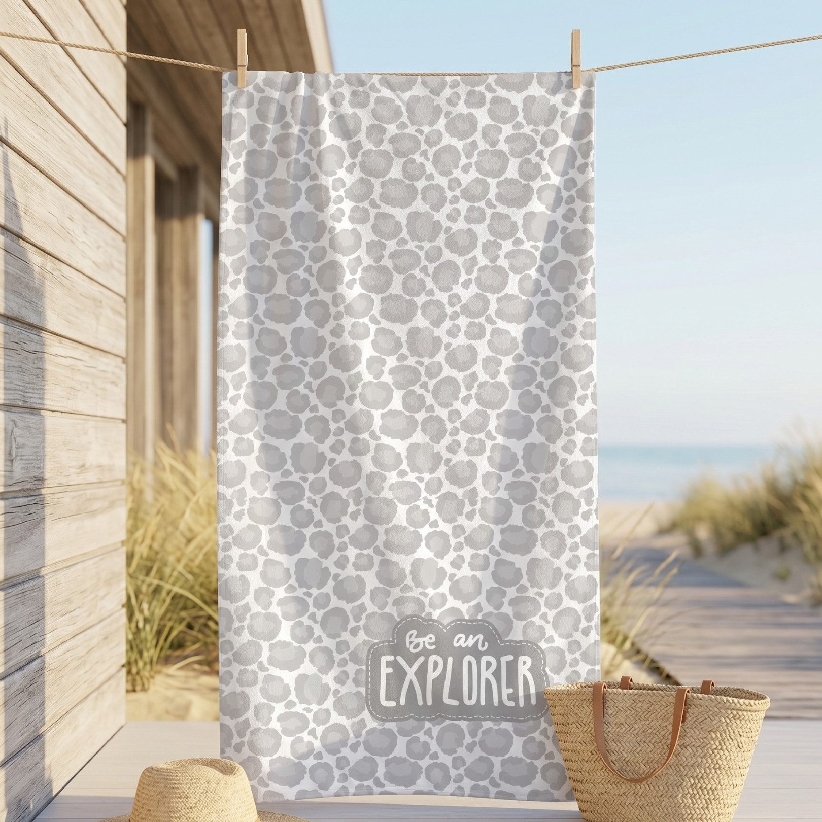 MTOnlinehandel Strandtuch "Fernweh" • Badetuch XXL • 100x200 cm • Schnelltrocknend, Baumwolle & Mikrofaser Mix (1-St), extra groß • weich & saugfähig
