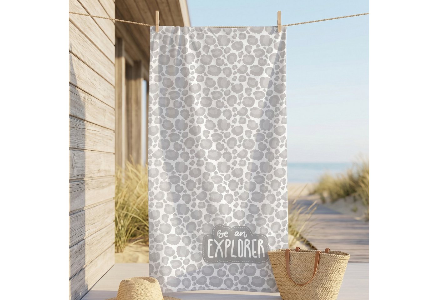 MTOnlinehandel Strandtuch "Fernweh" • Badetuch XXL • 100x200 cm • Schnelltrocknend, Baumwolle & Mikrofaser Mix (1-St), extra groß • weich & saugfähig