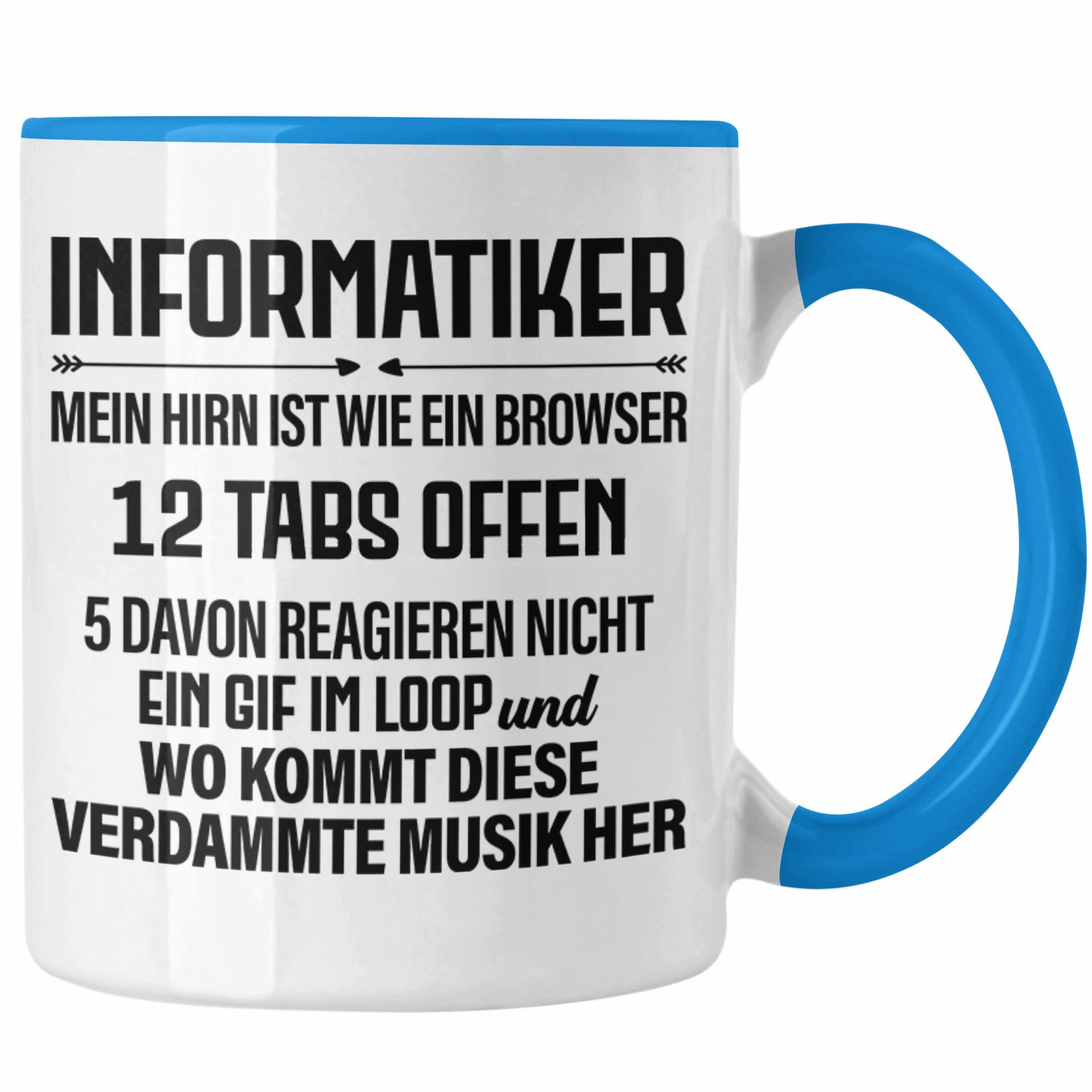 Trendation Tasse Trendation - Informatiker Tasse Geschenk Programmierer Gadget Lustig Geschenkidee Männer Zubehör Informatiklehrer IT Programmierer Blau