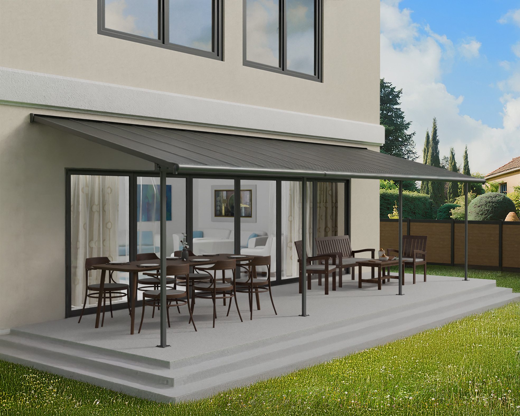 Palram - Canopia Terrassendach Capri Alu Terrassenüberdachung, BxT: 924x295 cm, einfache DIY Montage