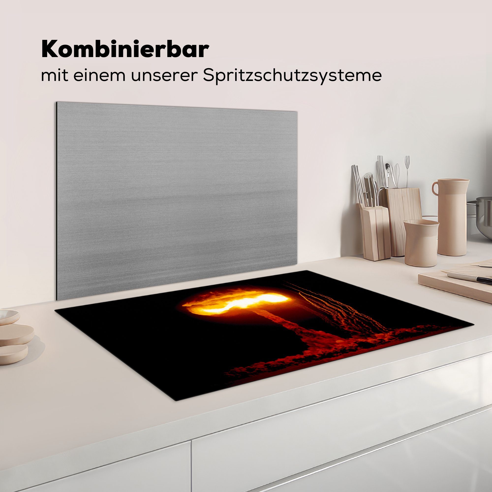 cm, MuchoWow Ceranfeldabdeckung küche, Explosion die Schutz Nukleare Induktionskochfeld bei Nacht, Herdblende-/Abdeckplatte tlg), Vinyl, (1 für 81x52