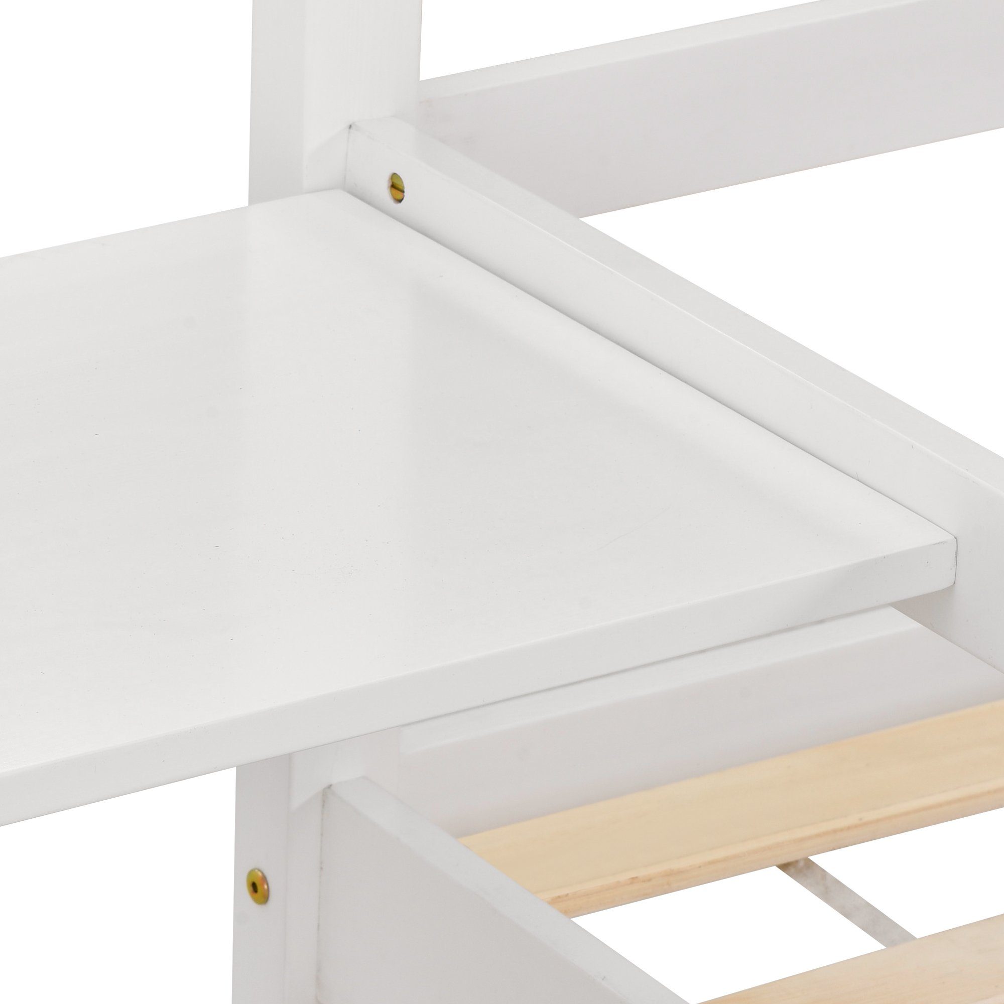 Kinderbett (Jugendbett Einzelbett), 90x200 cm Hausbett für 2 Kinder, mit Rausfallschutz und Lattenrost