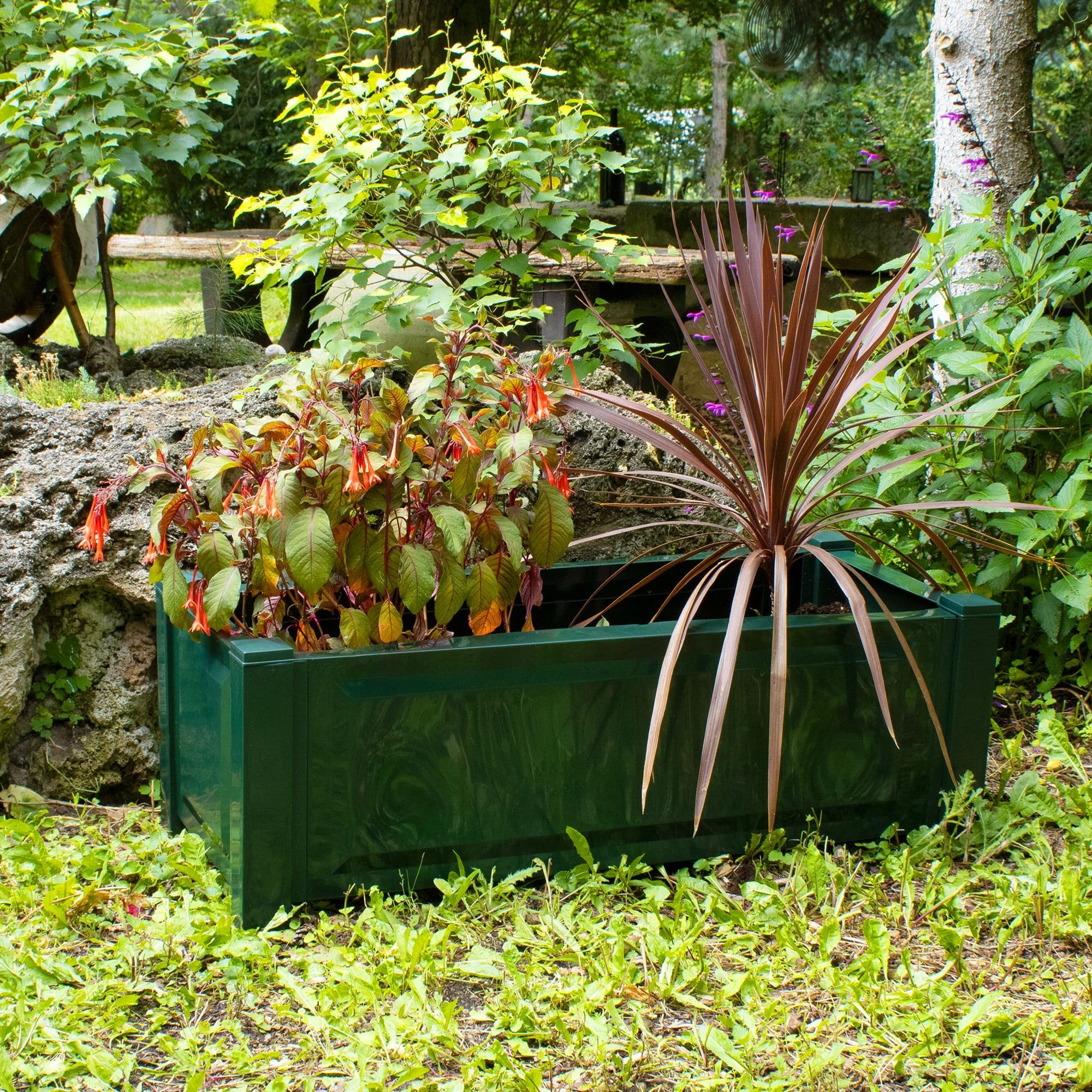 NYVI Blumenkasten Pflanzkasten NYVIGreen 100x43x41 cm 110L aus wetterfestem Kunststoff (1 St), Pflanzkübel - Pflegeleicht, Steckmontage ohne Werkzeug Grün