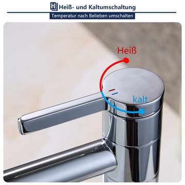 HOMELODY Badarmatur Wasserhahn Bad mit 360° Drehbar Auslauf (Mischbatterie) Mischbatterie, Messing