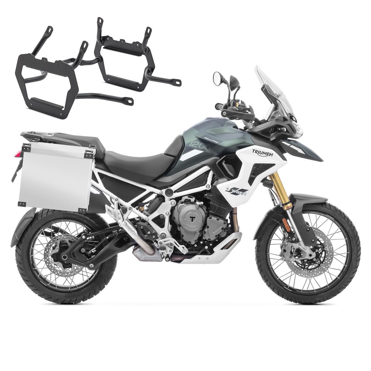 Bagtecs Kofferset Set Alukoffer + Kofferträger passend für Triumph Tiger 1200 GT / Pro