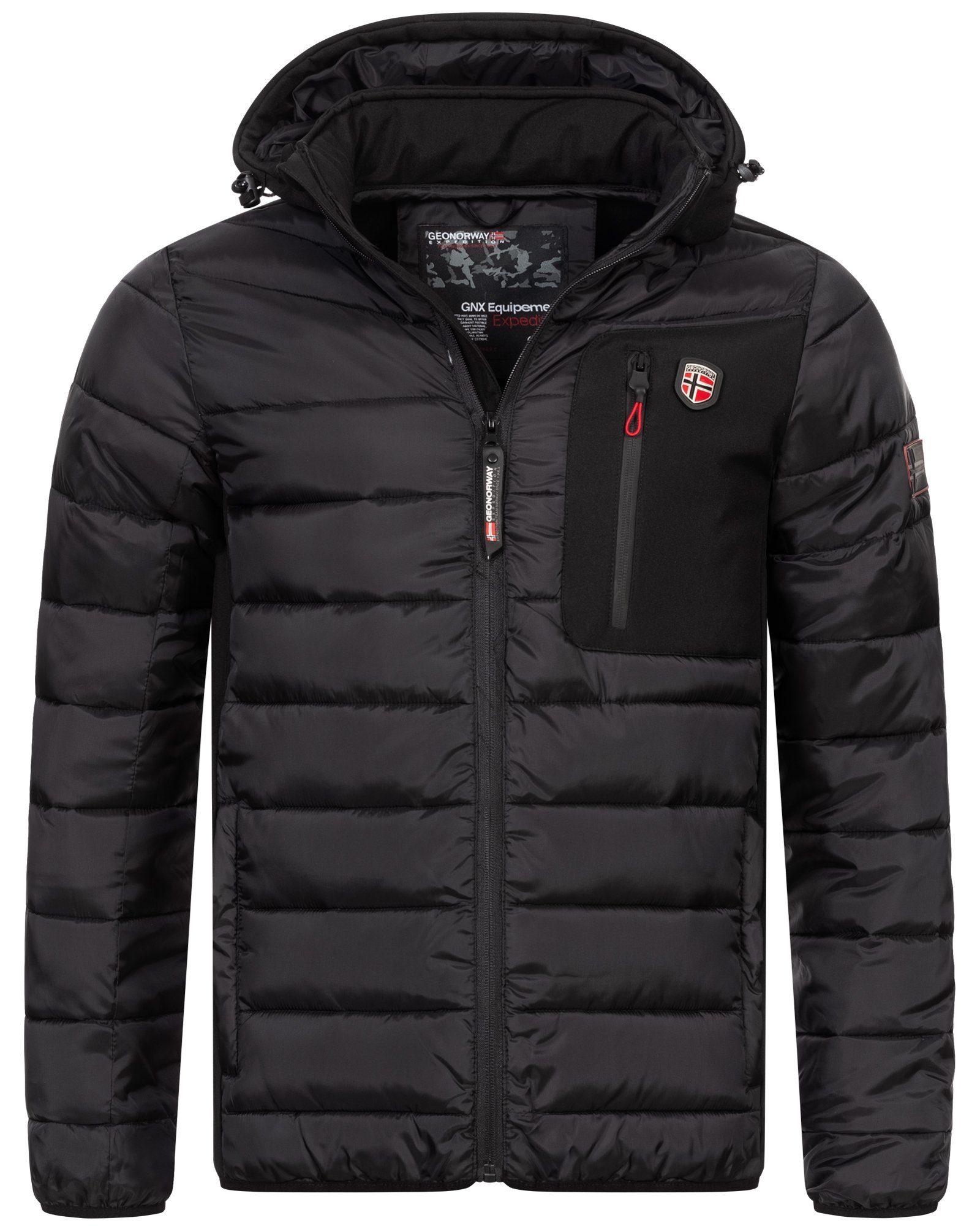 Geographical Norway Steppjacke Herren Winter Jacke Steppjacke Kapuzenjacke Softshell MIX Parka Stepp Schwarz | Jacken