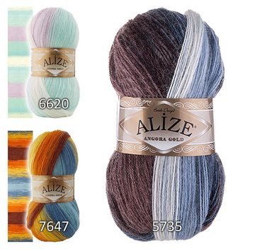 Alize Alize Angor Gold Batik 100g Farbverlaufsgarn 20% Wolle Winterwolle Häkelwolle, 550 m, 5652 Rosenquarz