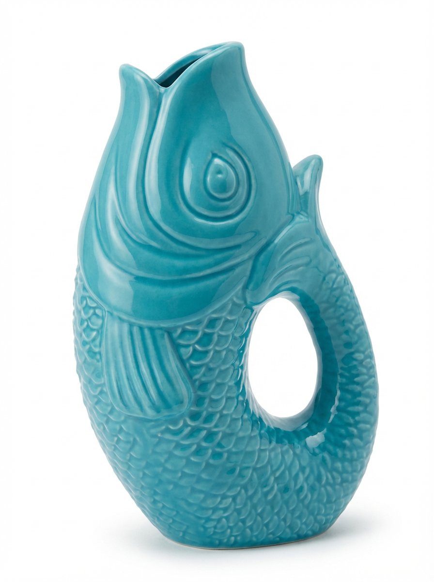 WestCraft Dekovase Fischvase 4 Farben Porzellanvasen bunte Vase in Karpfenform, Dekorative Keramik-Fischvase im zeitlosen Design