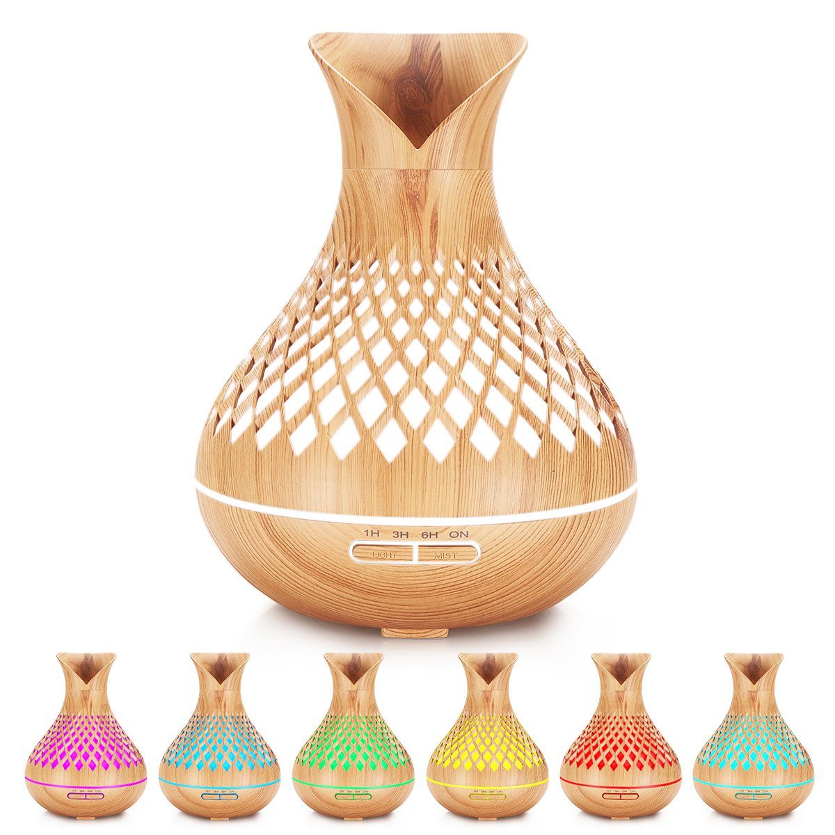 7MAGIC Luftbefeuchter Aroma Diffuser Luftbefeuchter, mit Timer, LED Farbwechsel 7 Farben, 0.5 l Wassertank, Ultraschall Aromatherapie Diffusor für Büro,Yoga,Spa,Schlafzimmer