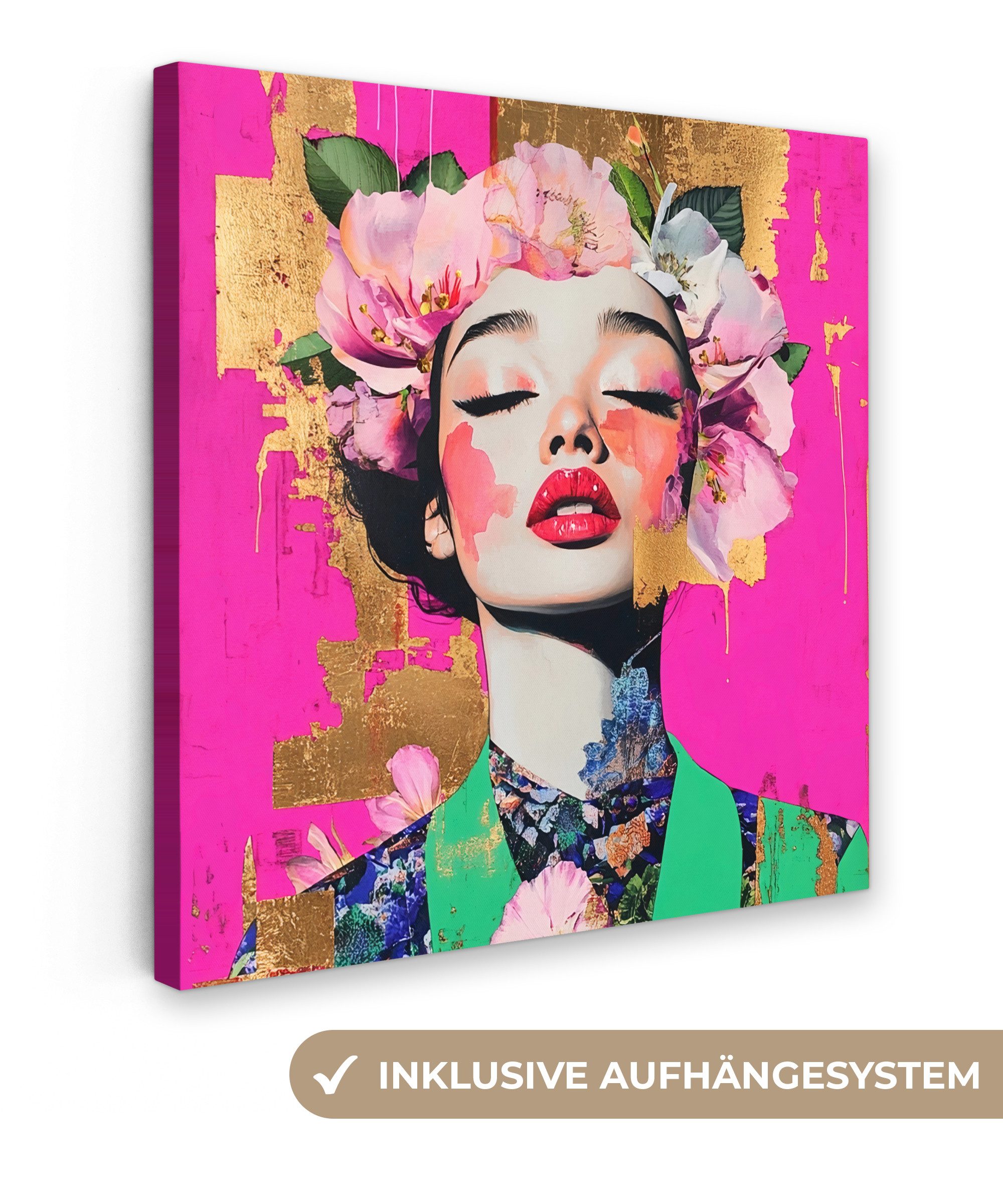 OneMillionCanvasses® Leinwandbild Blumenkrone - Gold - günstig online kaufen
