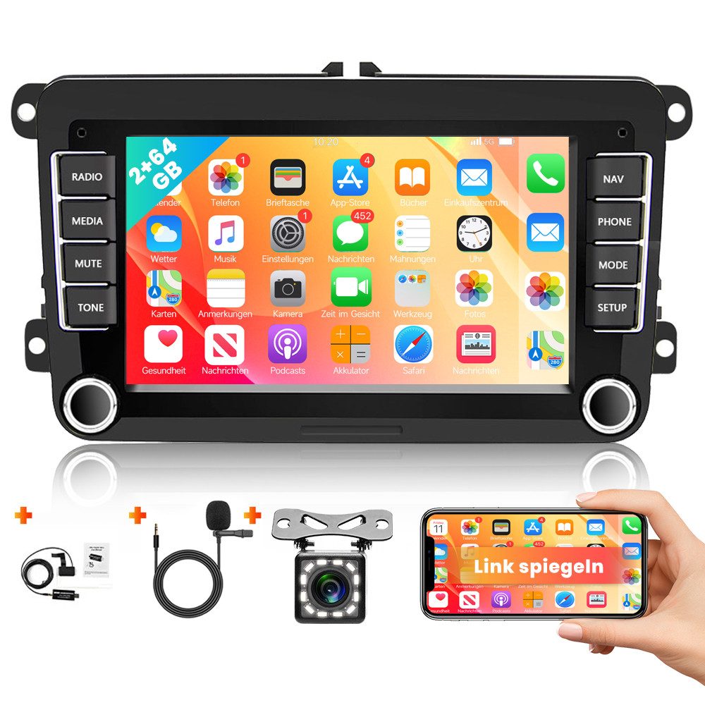 7" 2din Android 15.0 Für VW GOLF Passat Touran Tiguan Polo Skoda Autoradio