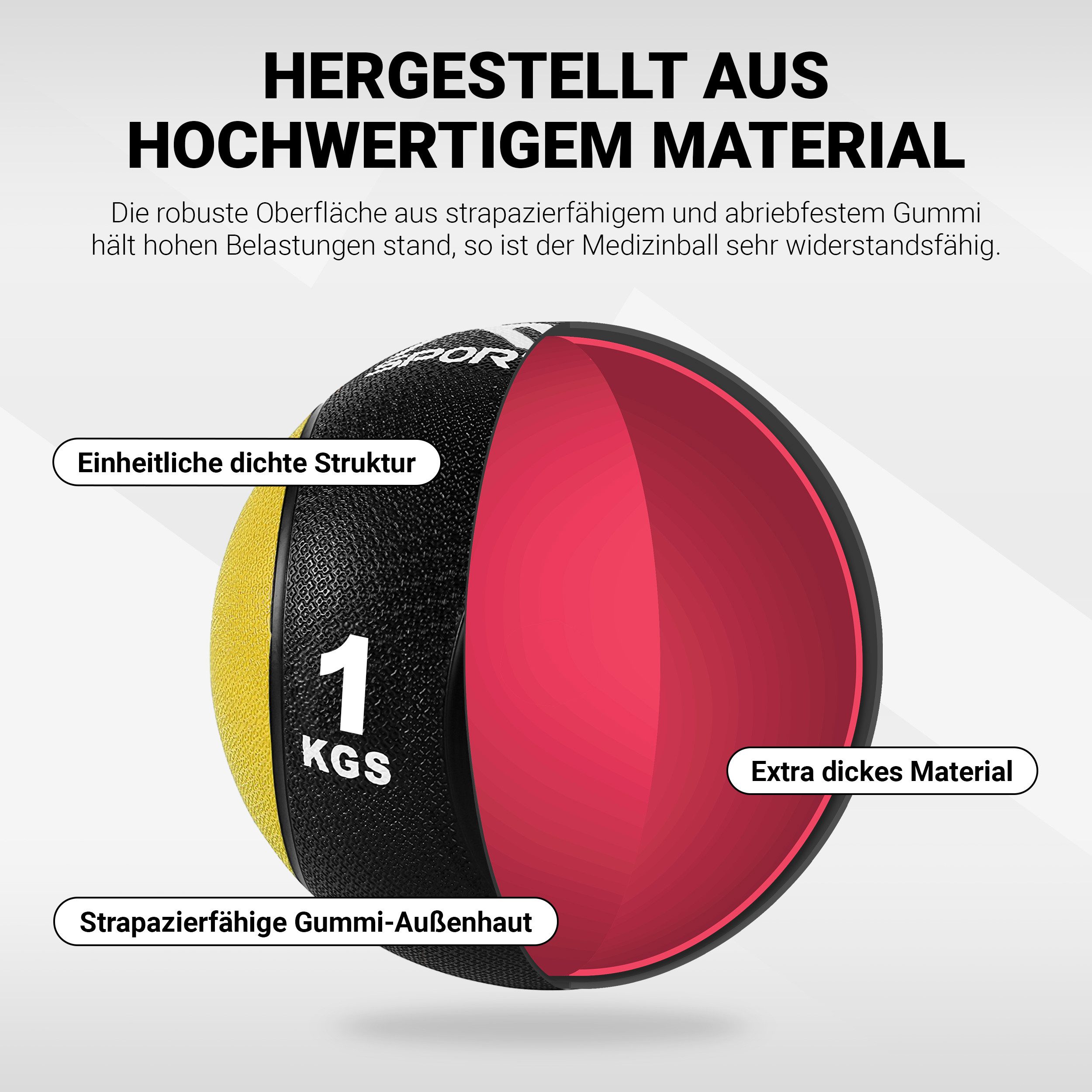 MSports® Medizinball Medizinball 1 – 10 kg – inkl. Übungsposter