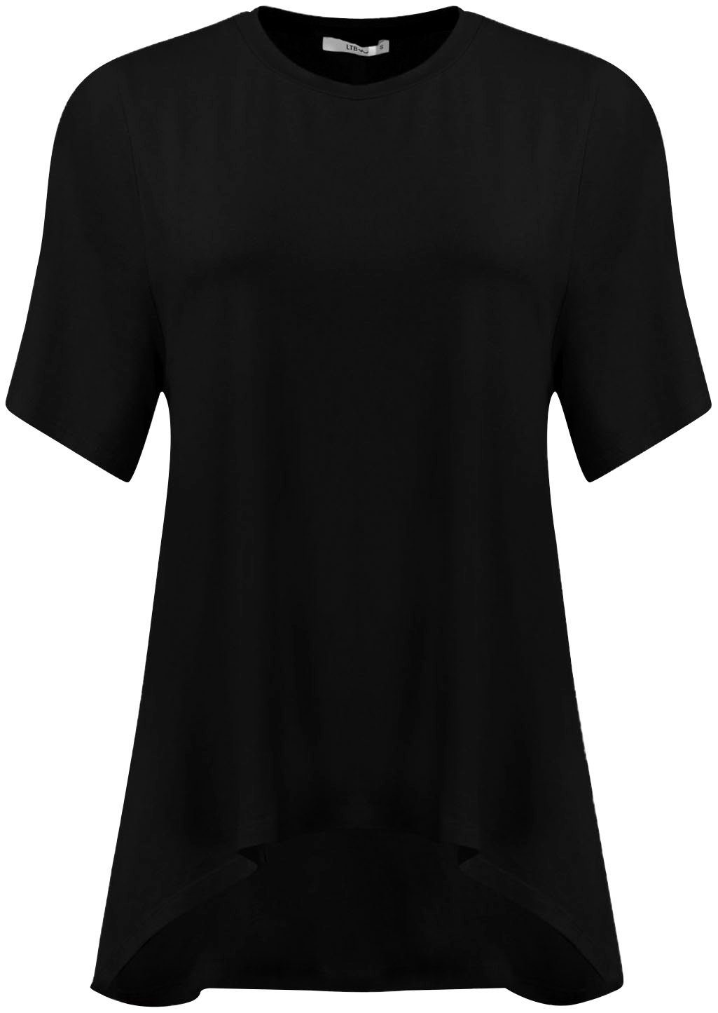 LTB Rundhalsshirt YATECE mit Zipfelsaum black asymmetrischem