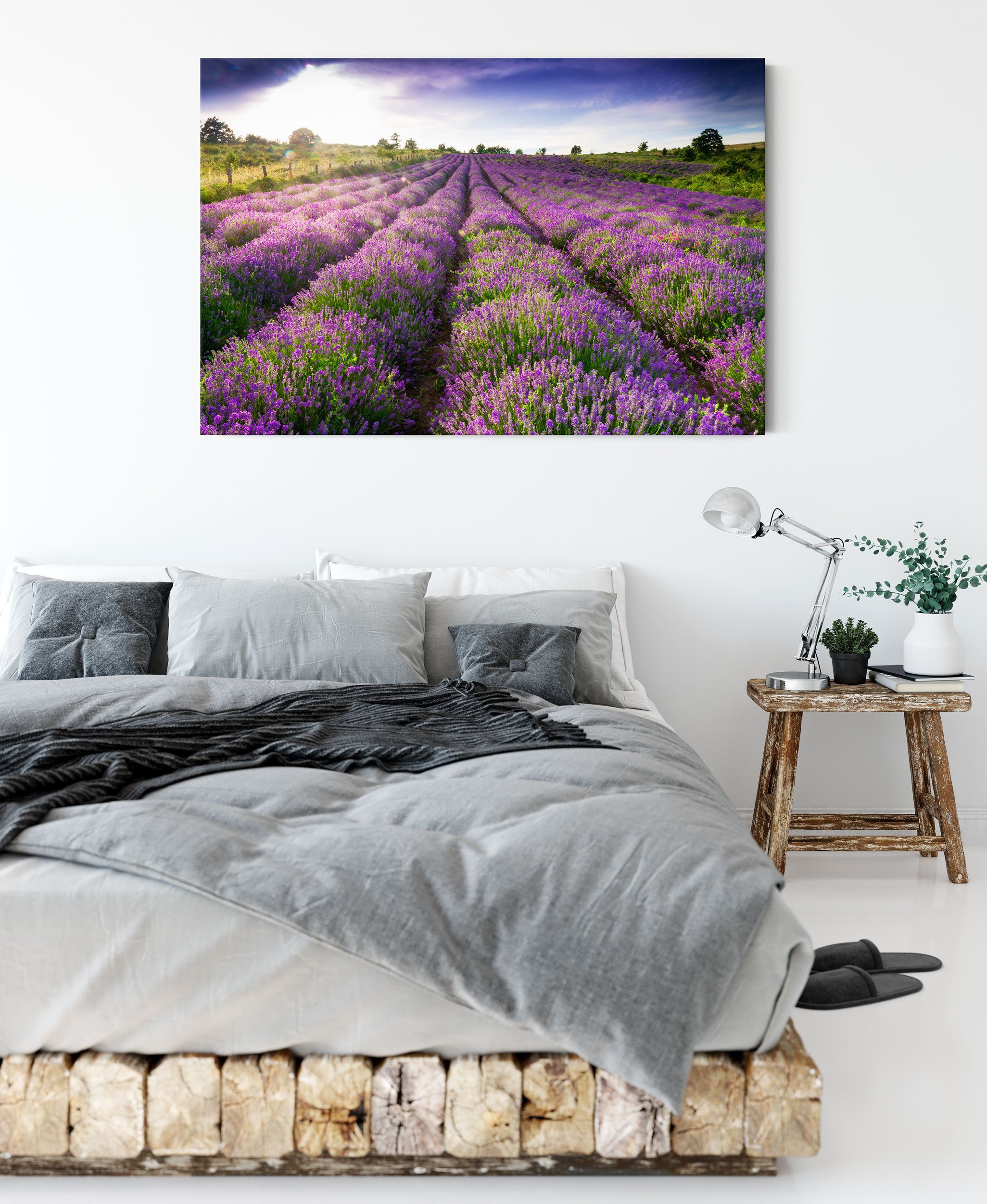 Pixxprint Leinwandbild Lavendelfeld Provence, Lavendelfeld Provence (1 St), Leinwandbild fertig bespannt, inkl. Zackenaufhänger