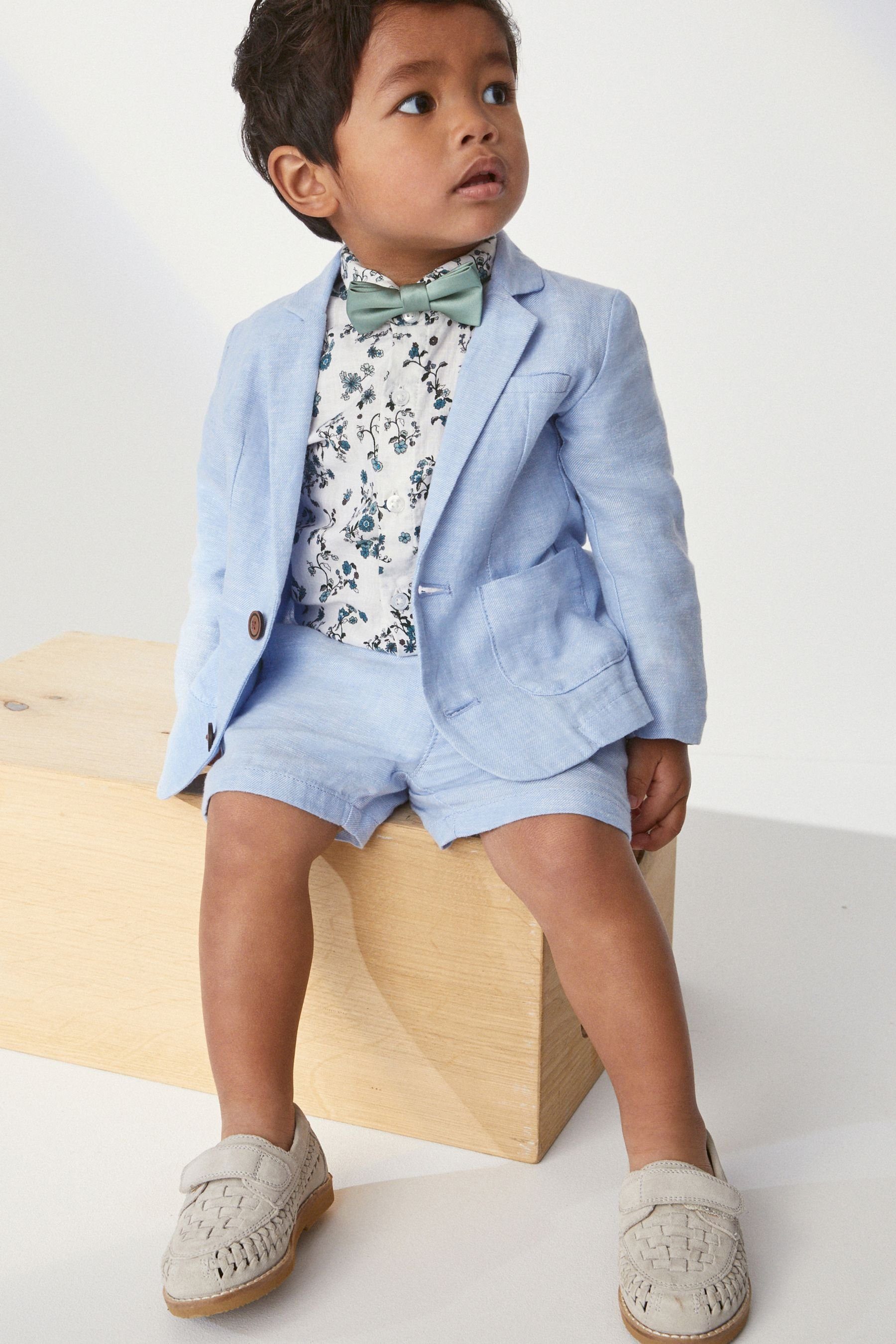 Next Kinderanzug Blazer Hemd, Shorts aus (4-tlg) Fliege Leinengemisch, &