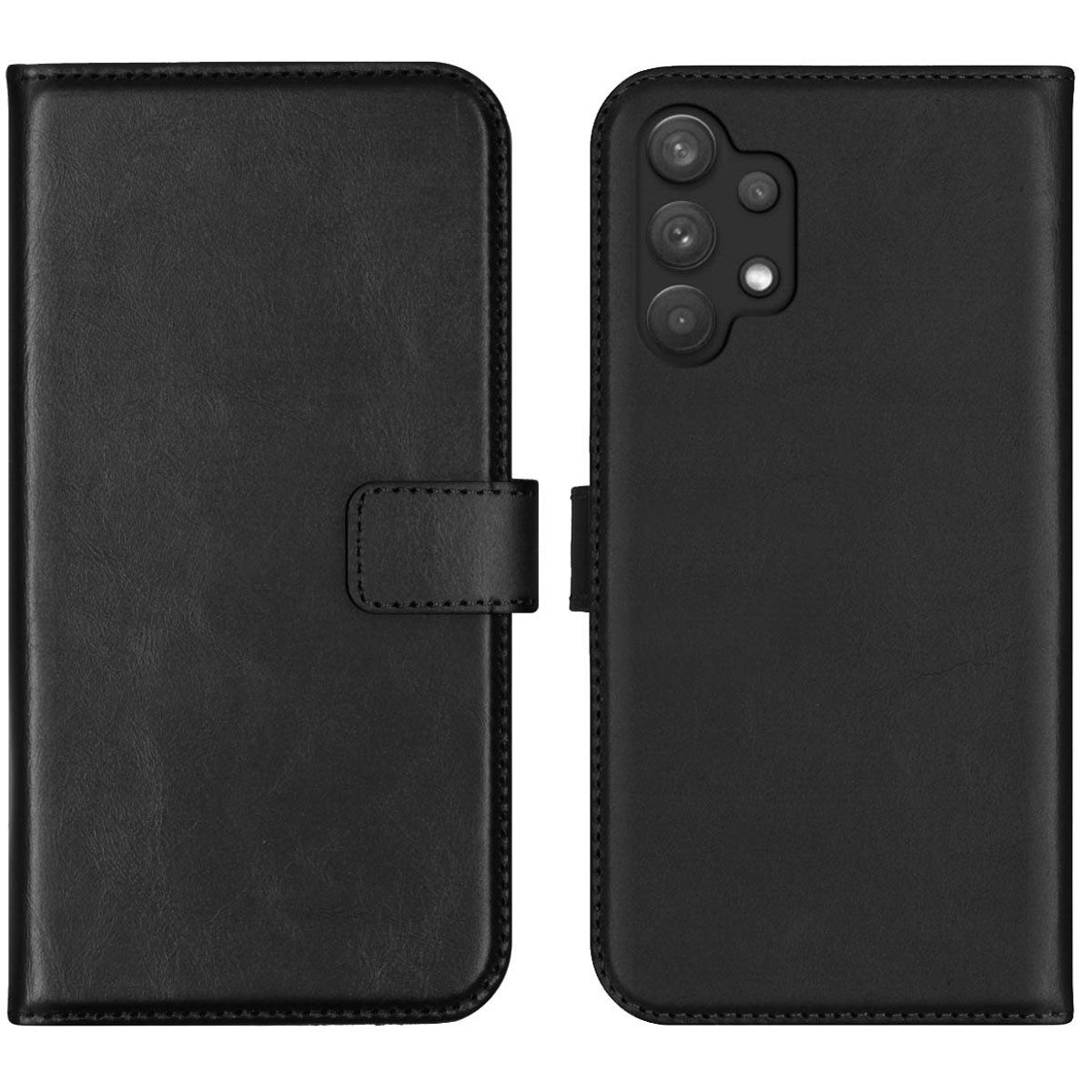 Selencia Smartphone-Mappe Selencia Echtleder Klapphülle Samsung Galaxy A32 (5G) - Schwarz