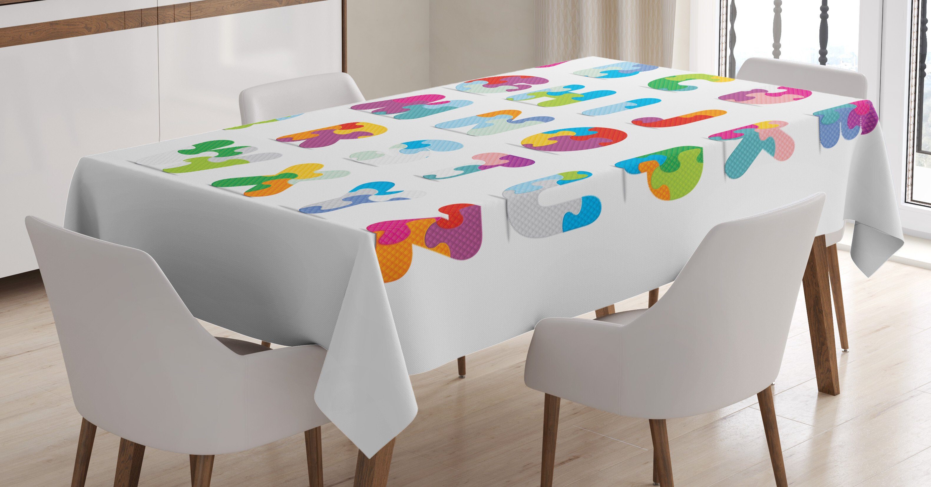 Farbfest Fun Tischdecke Abakuhaus Waschbar Bereich Letters geeignet Puzzle Klare Außen Alphabet ABC Farben, den Für