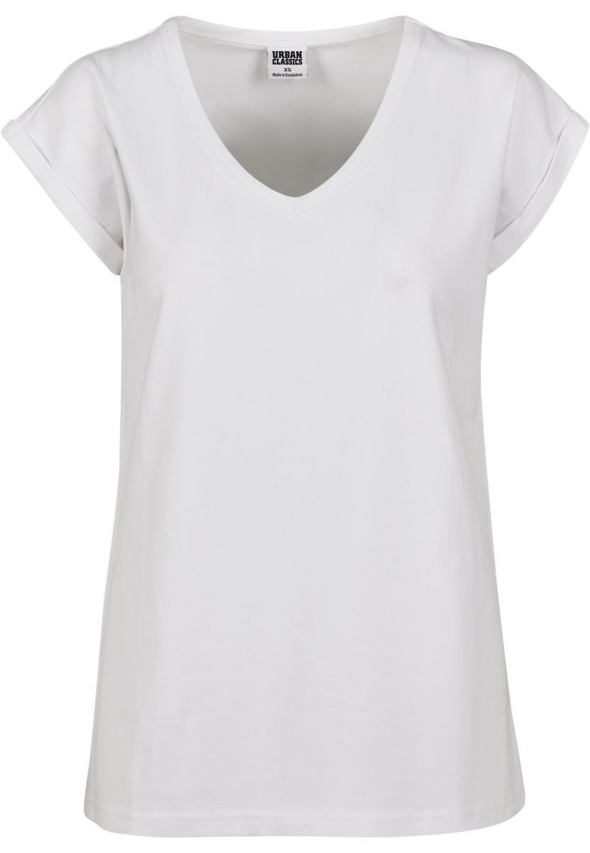 Kurzarmshirt Urban Classics Damen Ladies Round V-Neck Extended Shoulder Tee