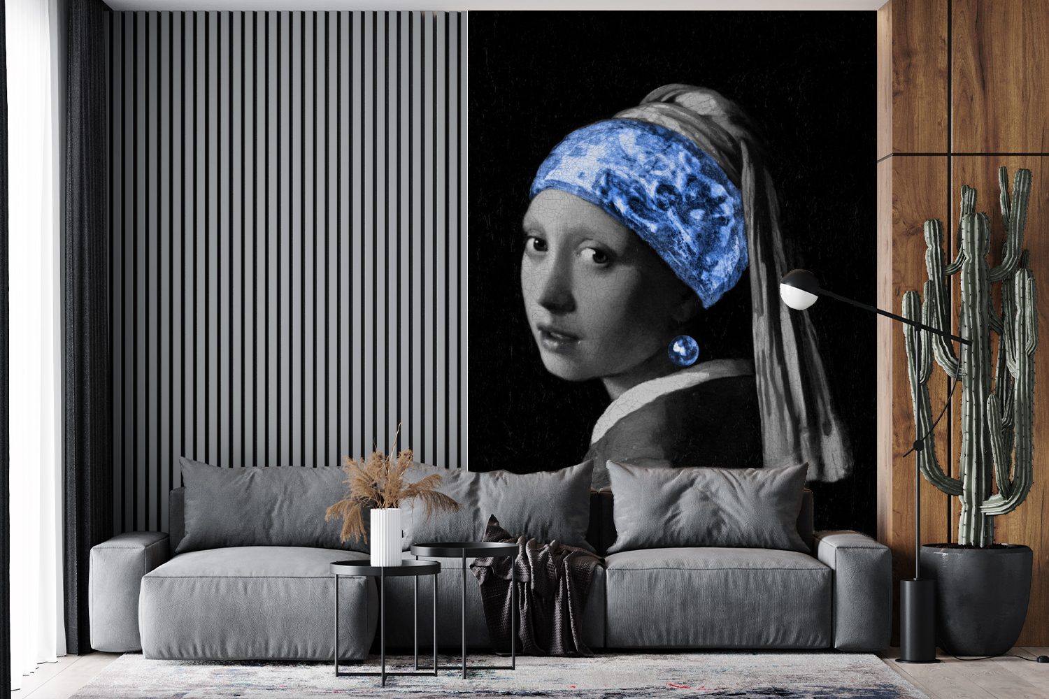 Johannes Fototapete Matt, Blau, Tapete MuchoWow einem Vinyl bedruckt, Wandtapete (3 für Perlenohrring - mit Wohnzimmer, Montagefertig St), Mädchen - Vermeer
