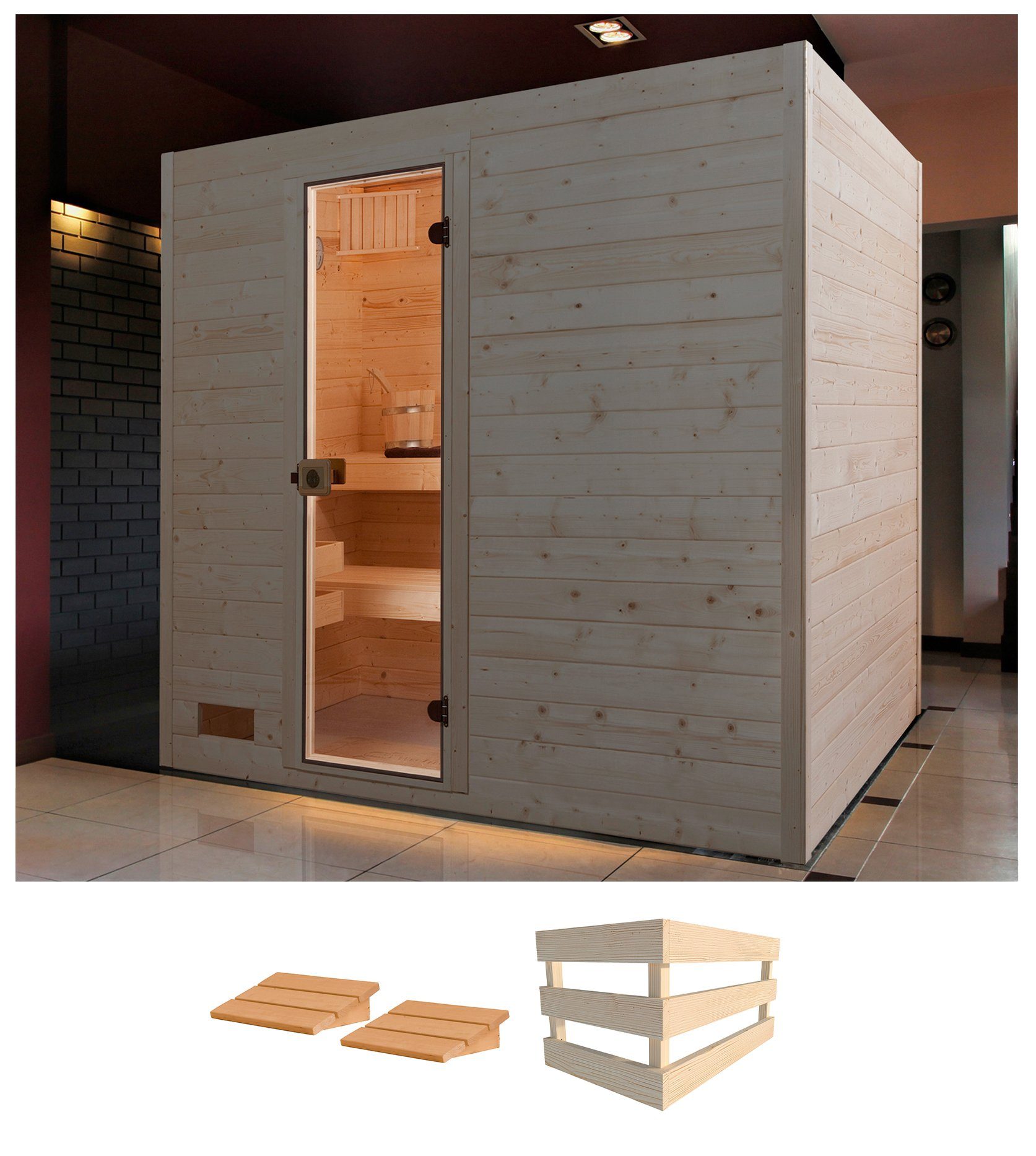 weka Sauna Valida 4, BxTxH: 239 x 189 x 203,5 cm, 38 mm, ohne Ofen