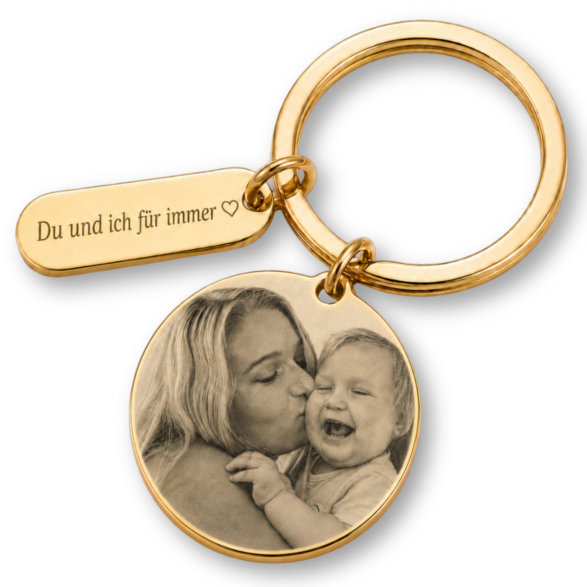BS Schmuckdesign Schlüsselanhänger mit Gravur Foto Schlüsselanhänger personalisiert mit Gravur Anhänger mit Bild (2-tlg., Foto graviert)