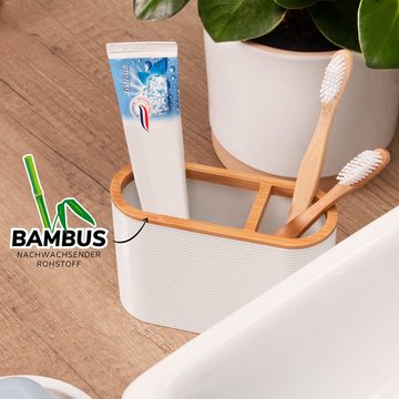 bremermann Zahnputzbecher Zahnbürstenhalter SEGNO aus Bambus und Kunststoff, Utensilienständer