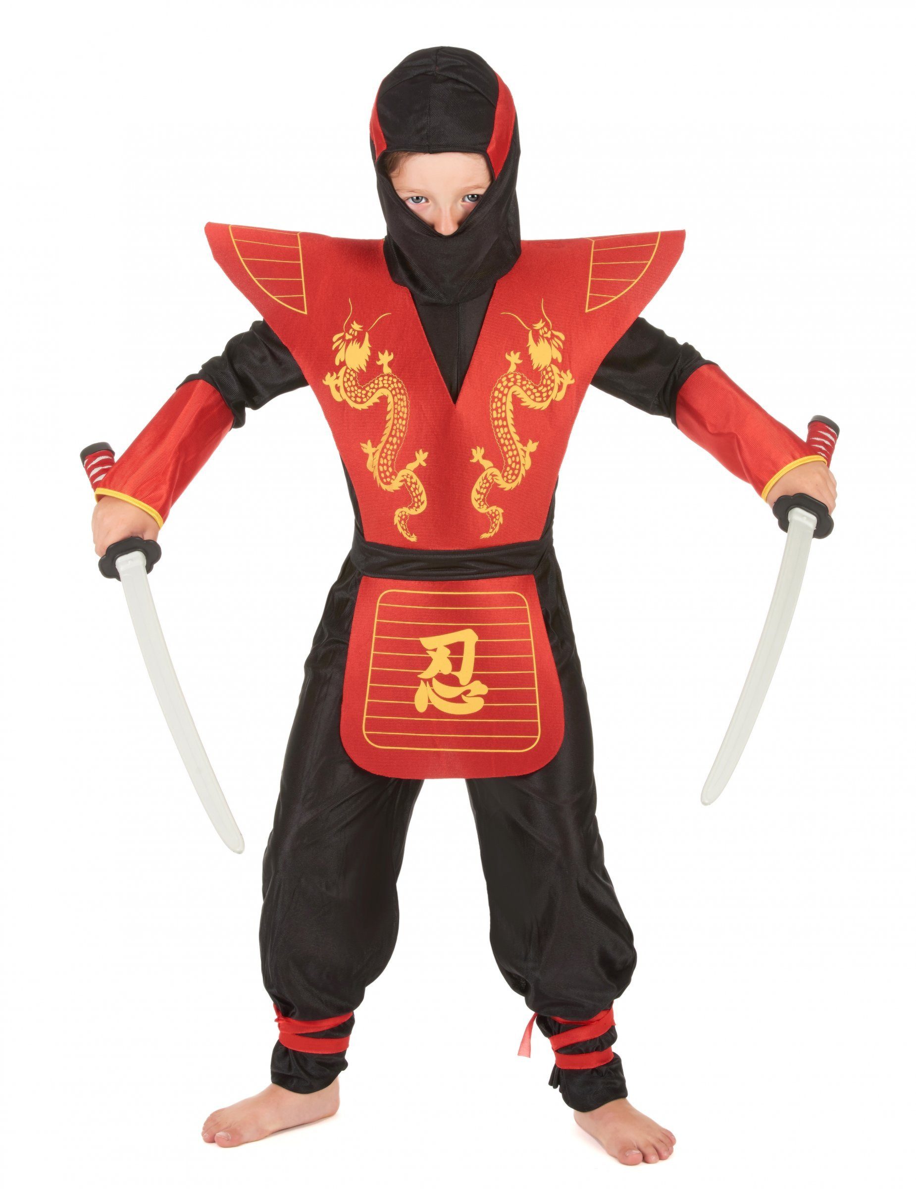 Kostüm Ninja Kinderkostüm Assassine schwarz-gelb-rot