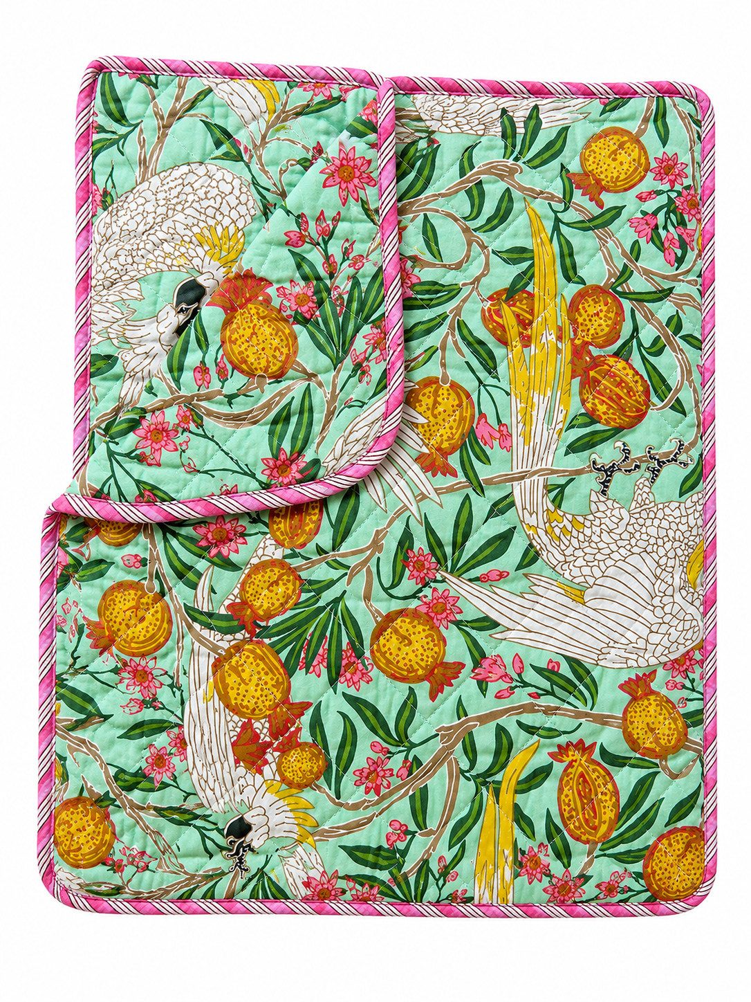 Wohndecke Vogel-Minze, AU Maison, Quilt-Optik aus Baumwolle 140 × 220 cm