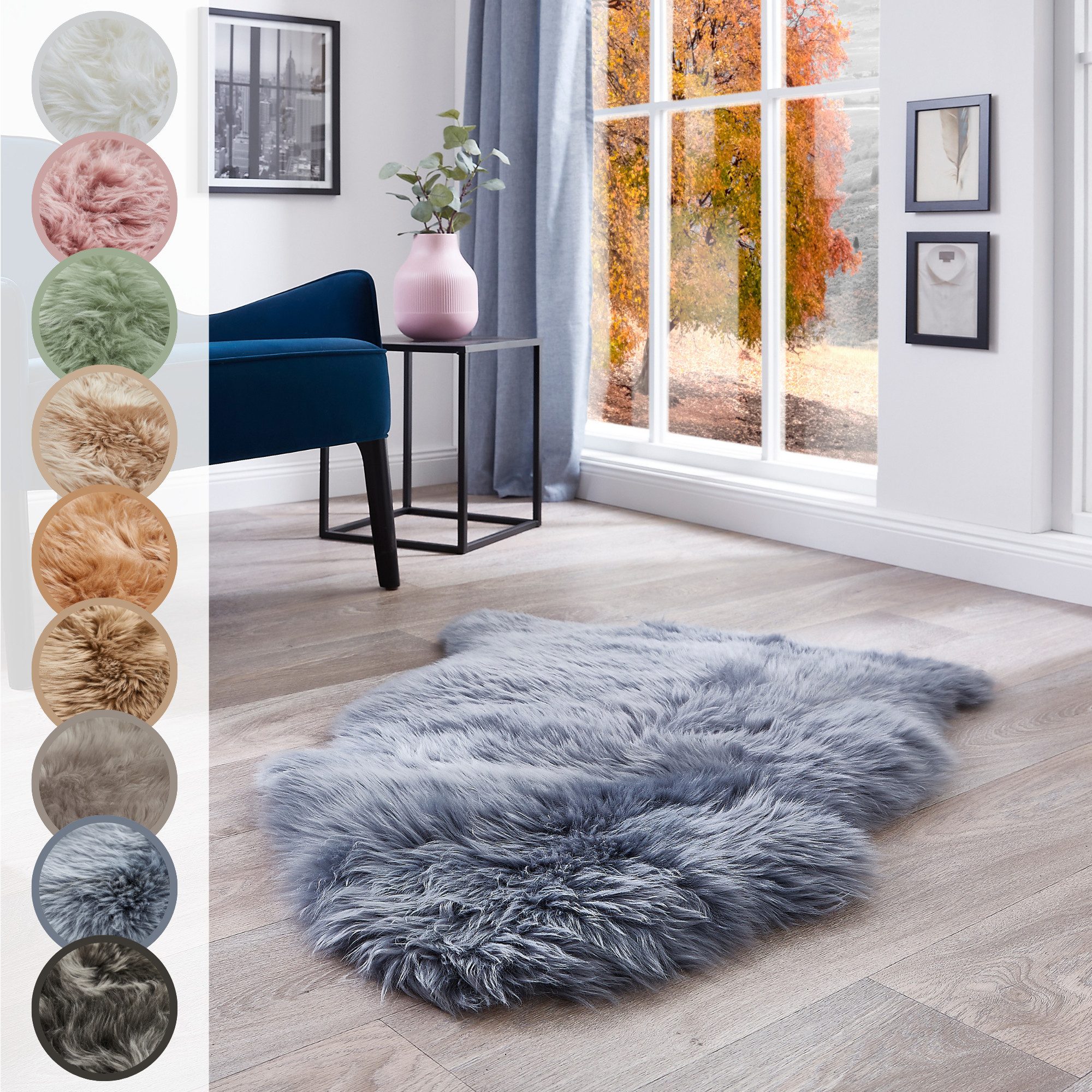 LUXOR living Fellteppich Schaffell Namika, fellförmig, Höhe: 50 mm, echtes Lammfell, weich & flauschig, große Farbauswahl, in 2 Größen