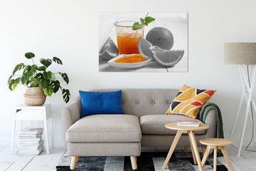 Pixxprint Leinwandbild Orangen Marmelade Orangensaft, Orangen Marmelade Orangensaft (1 St), Leinwandbild fertig bespannt, inkl. Zackenaufhänger