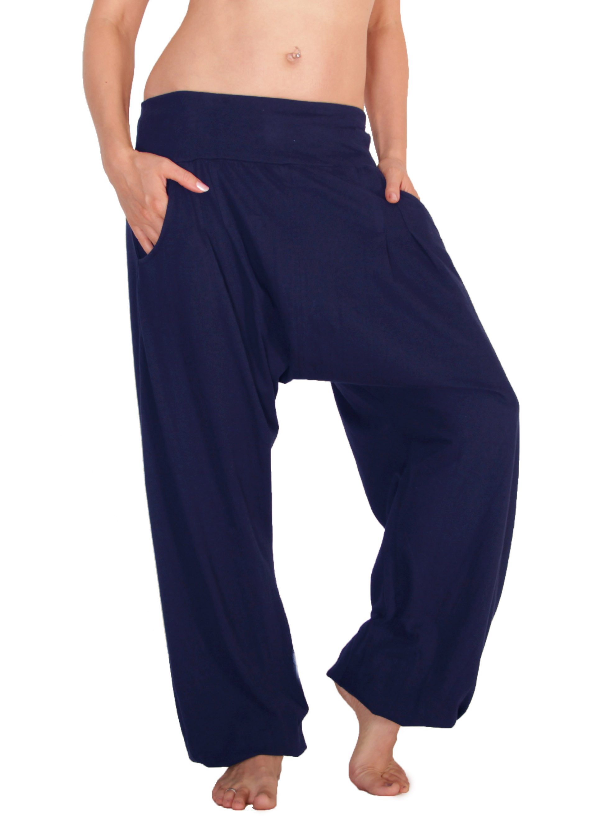 Leucht-Welten Haremshose Haremshose aus Jersey, Damen Aladinhose Nr. P28 Blau Einheitsgröße Pumphose aus Baumwolle