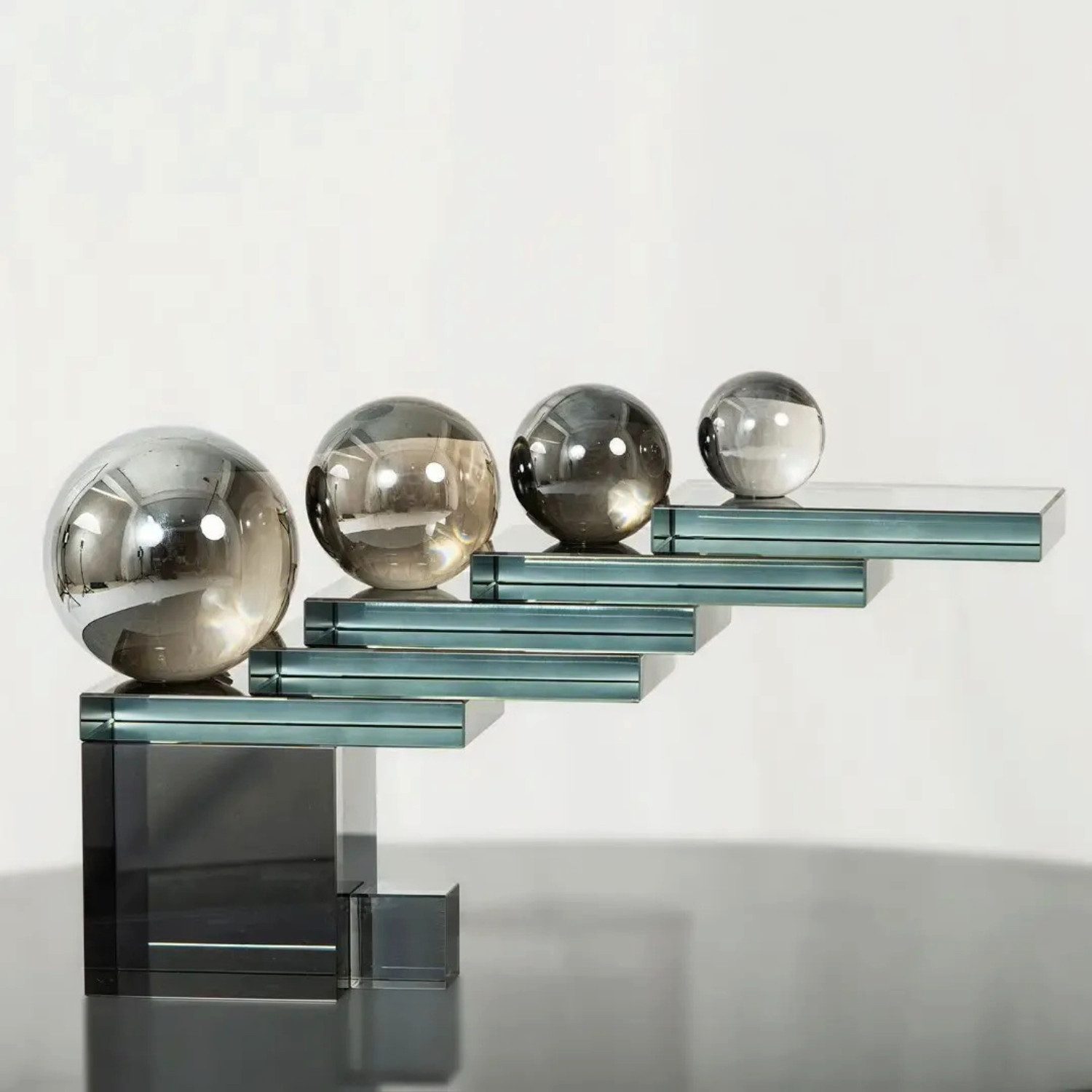Quality Elegance Skulptur Luxus Silber Kristall Skulptur Geometrisches Glas Design Deko