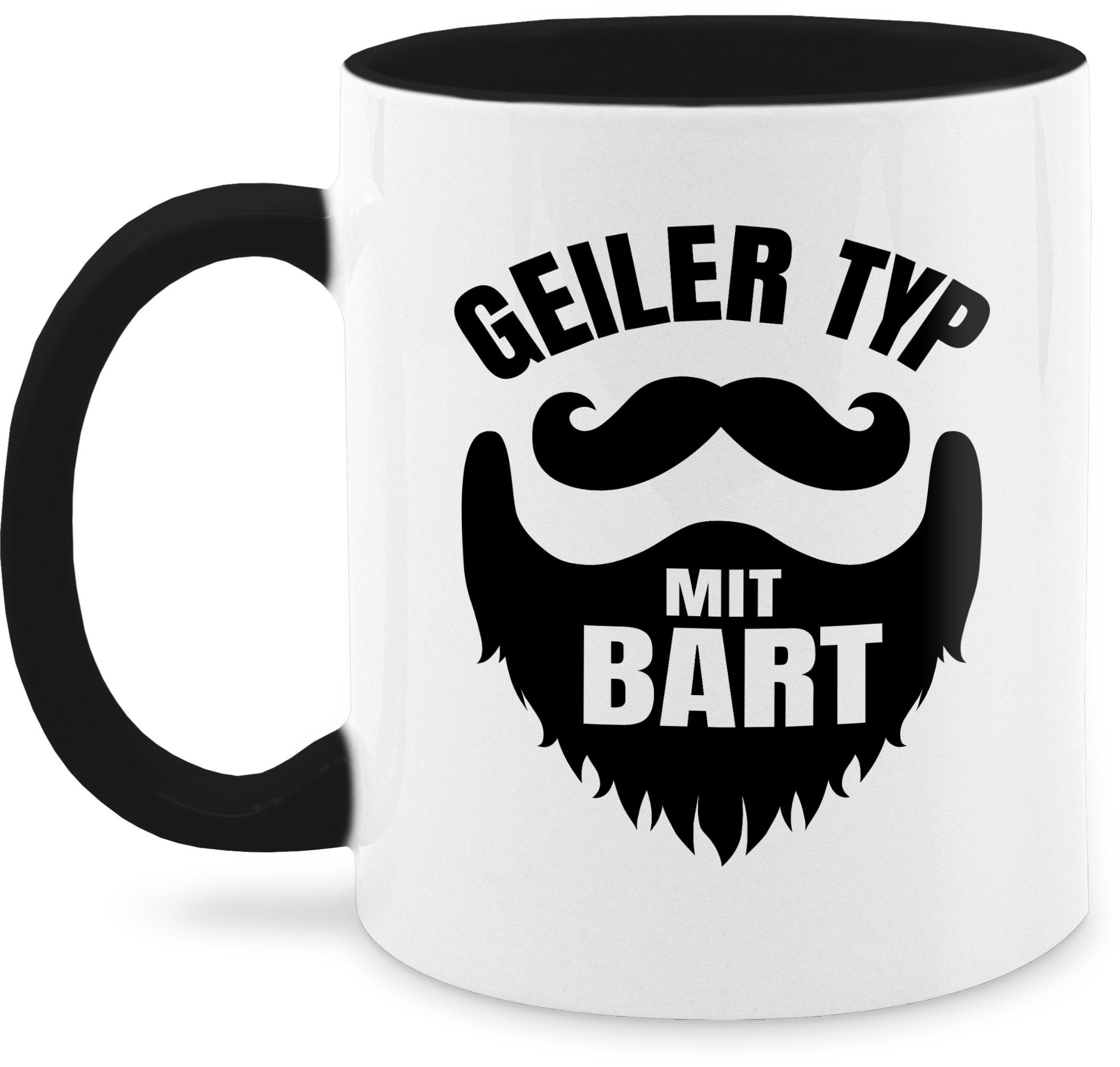 Shirtracer Tasse Geiler Typ mit Bart - Geschenk für Bartträger Männer Bärten, Keramik, Statement Sprüche 1 Schwarz