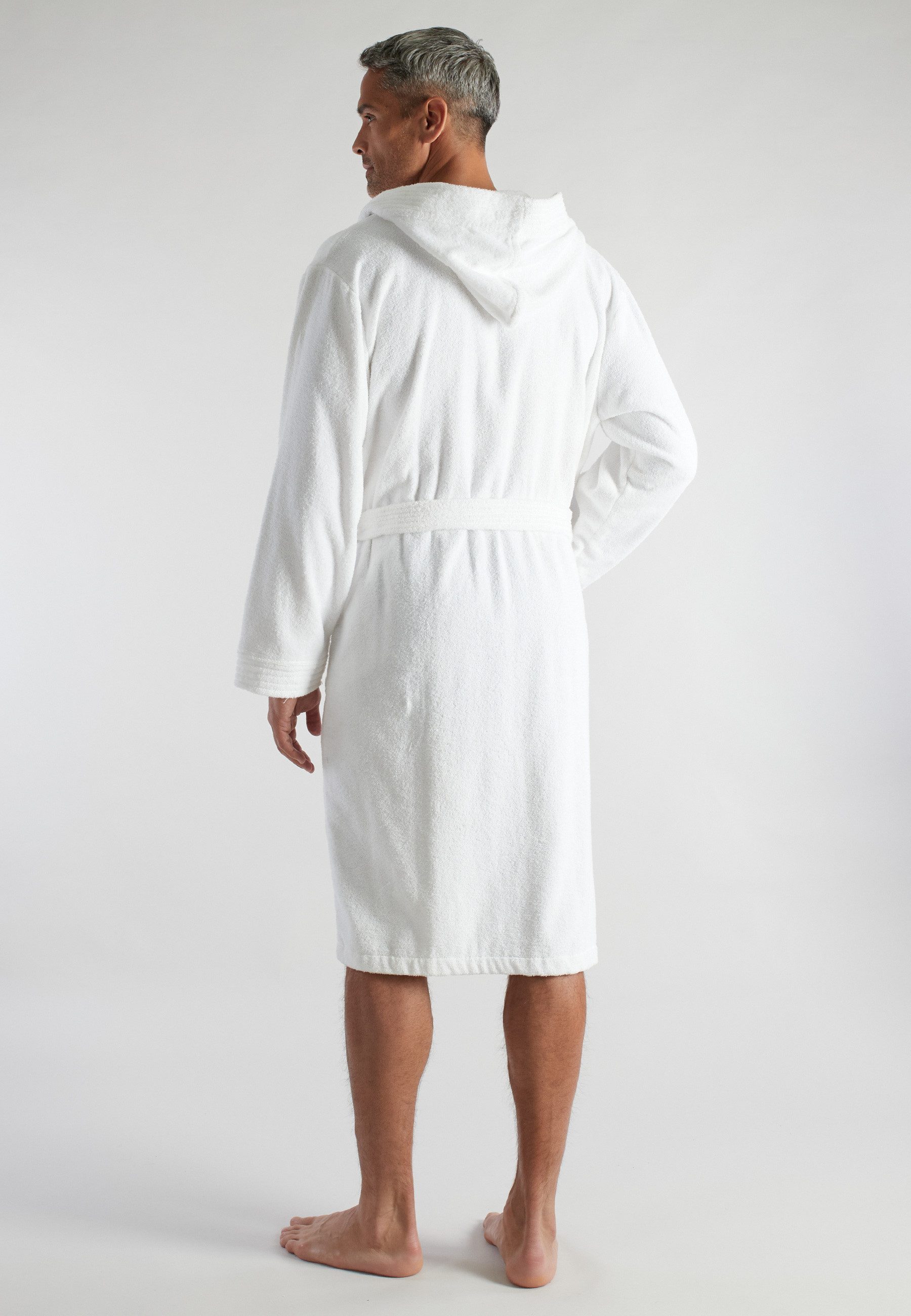 CECEBA Herrenbademantel CECEBA Herren Bademantel weiß uni, knielang, Baumwolle